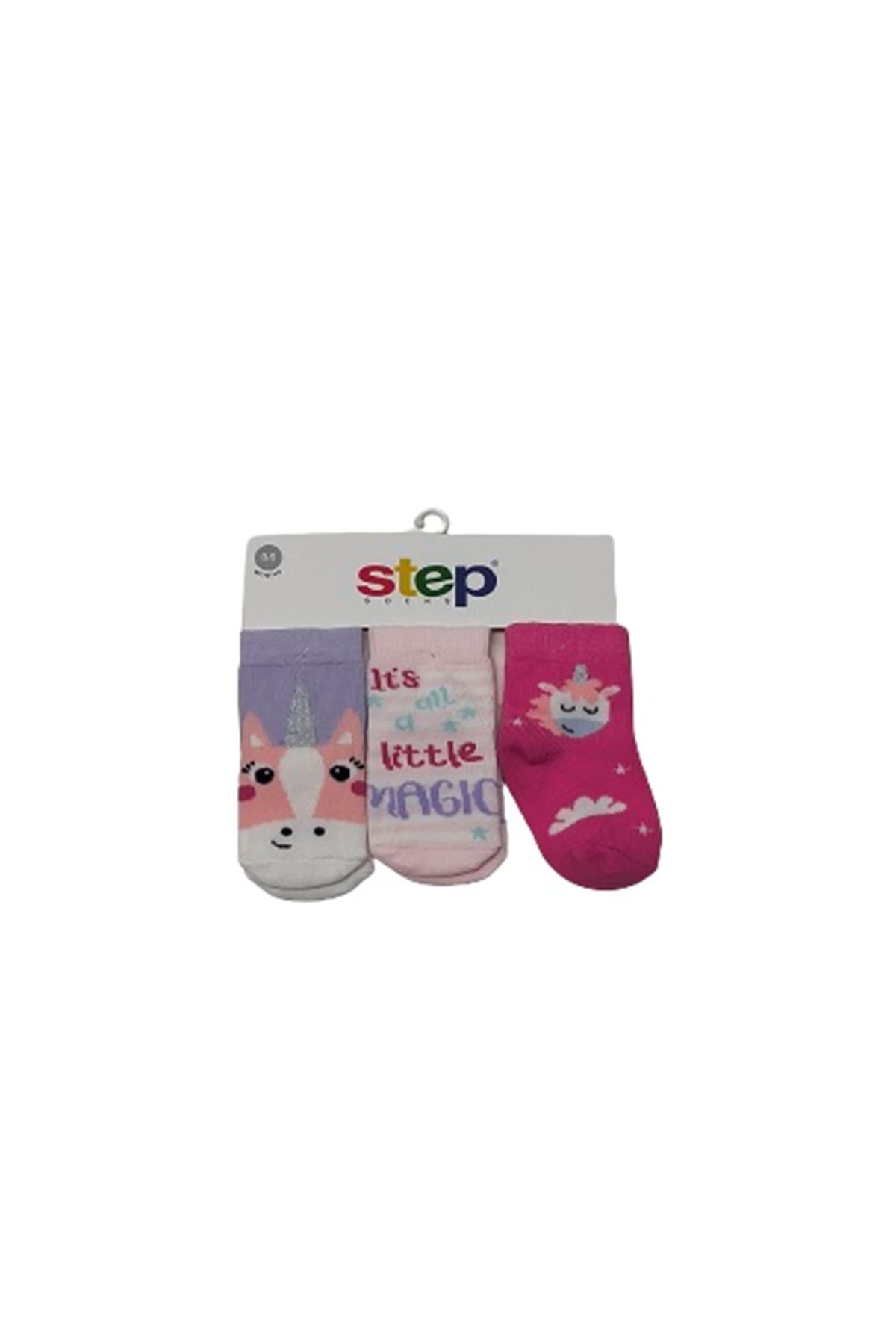 Step 3Lü Simli Unicorn Soket Çorap 10223 Karışık Renkli