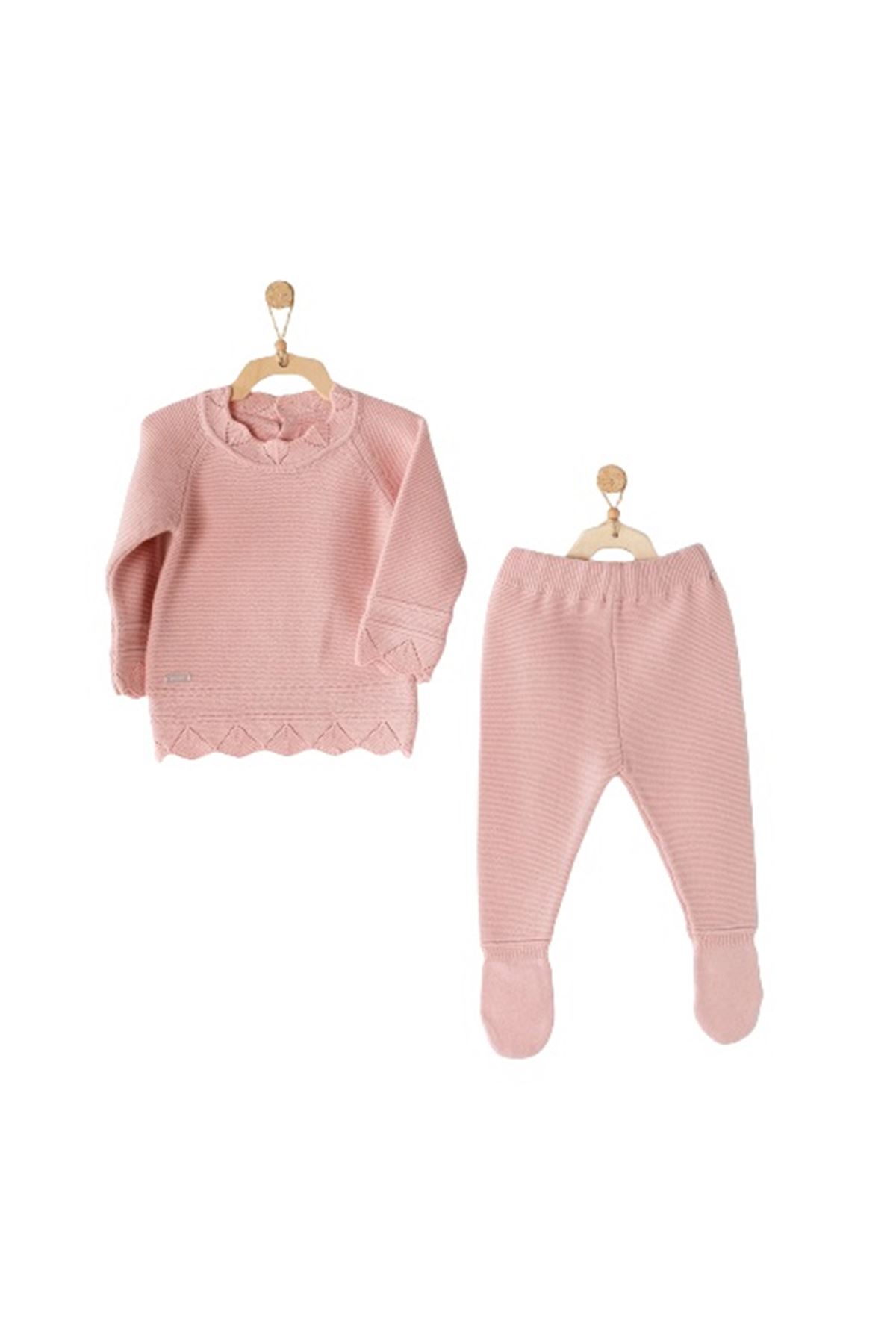 Andywawa AC23201 Knitwear 2Li Bebek Triko Takım Pink