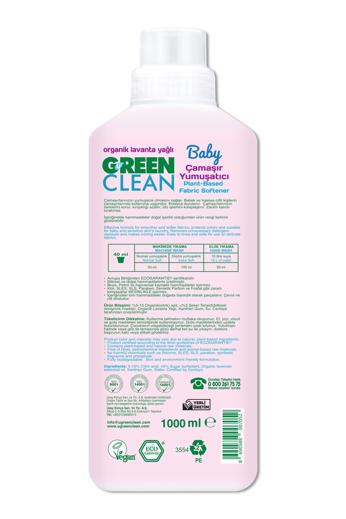 Green Clean Baby Bitkisel Çamaşır Yumuşatıcı 1000ml