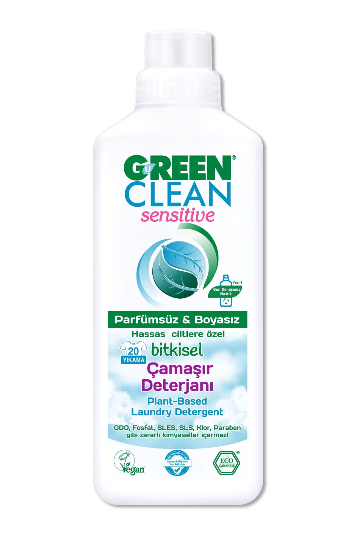 Green Clean Sensitive Parfümsüz Bitkisel Çamaşır Deterjanı 1000ml