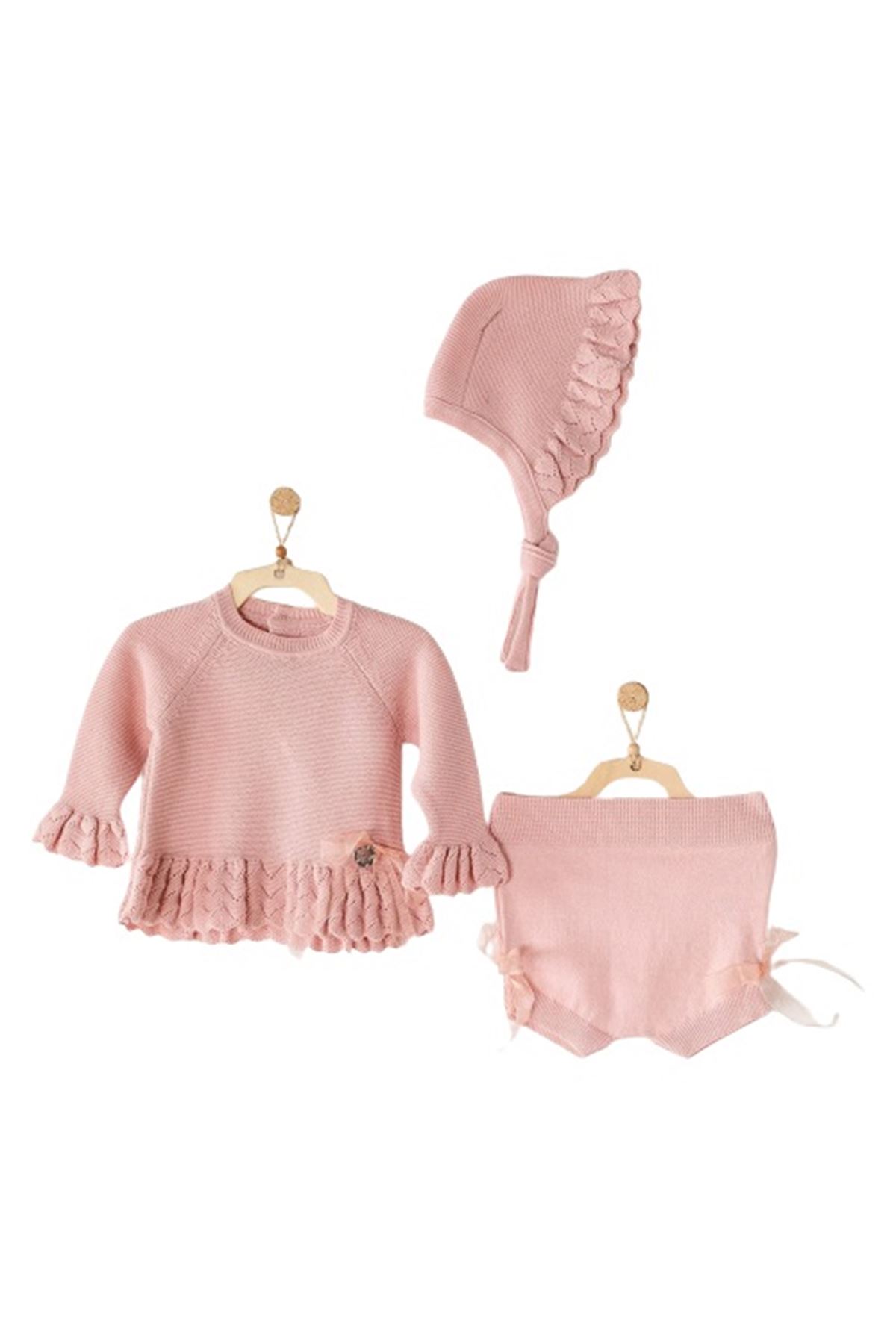 Andywawa AC23200 Knitwear 3Lü Bebek Triko Takım Pink