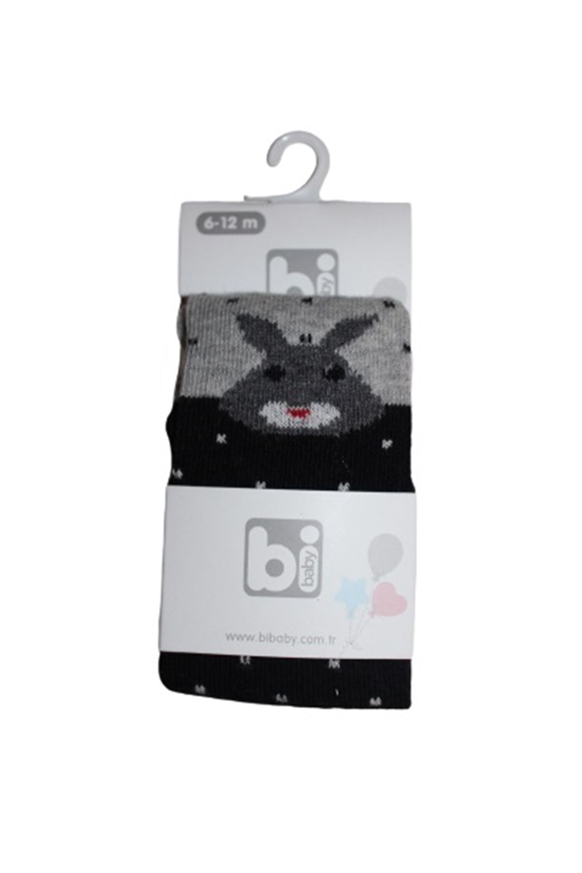 Bibaby Desenli Külotlu Çorap 68312 Siyah Tavşan