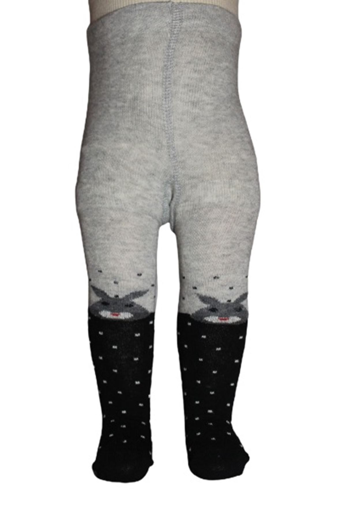 Bibaby Desenli Külotlu Çorap 68312 Siyah Tavşan