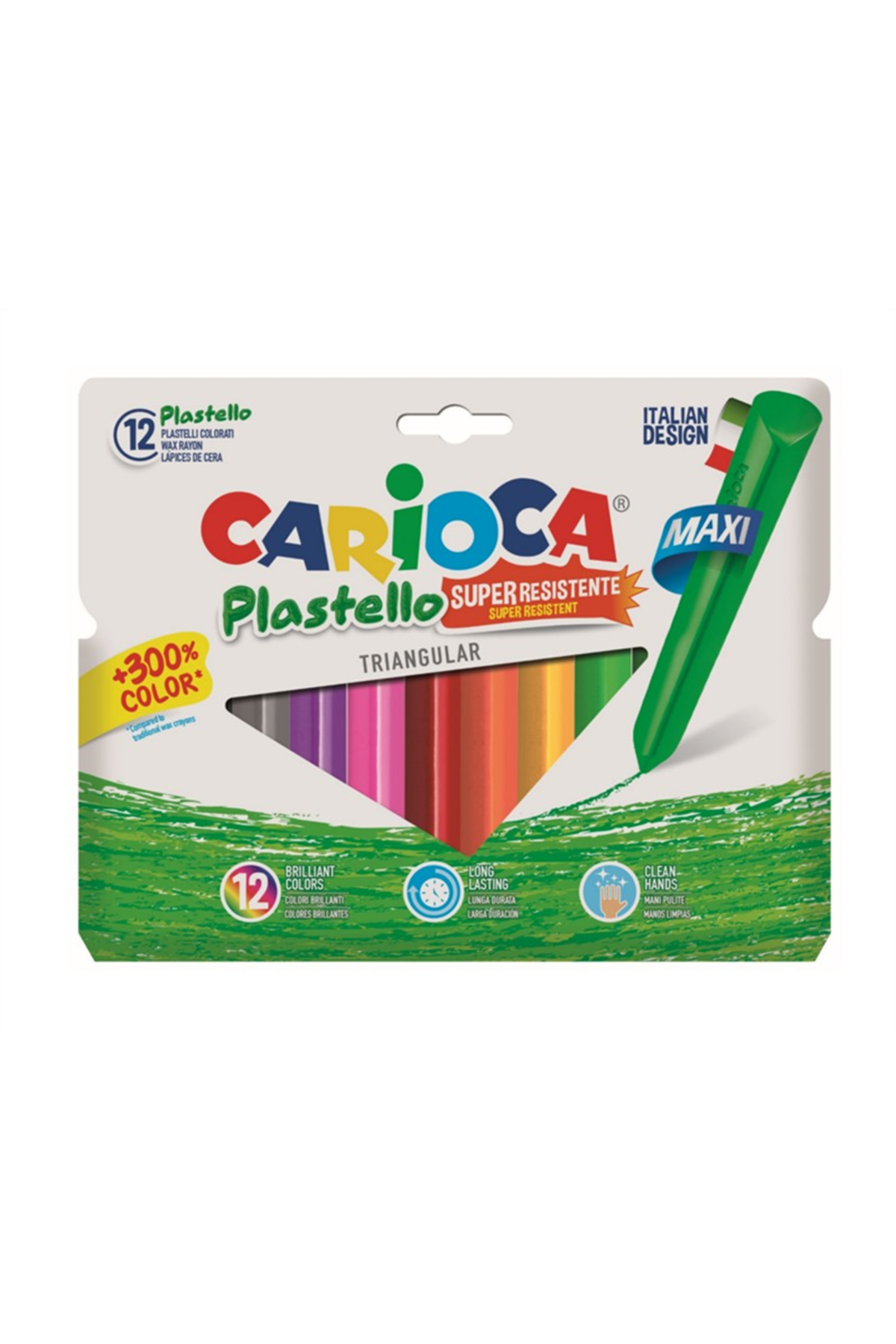 Carioca Jumbo Üçgen Elleri Kirletmeyen Yıkanabilir Pastel Boya Kalemi 12li