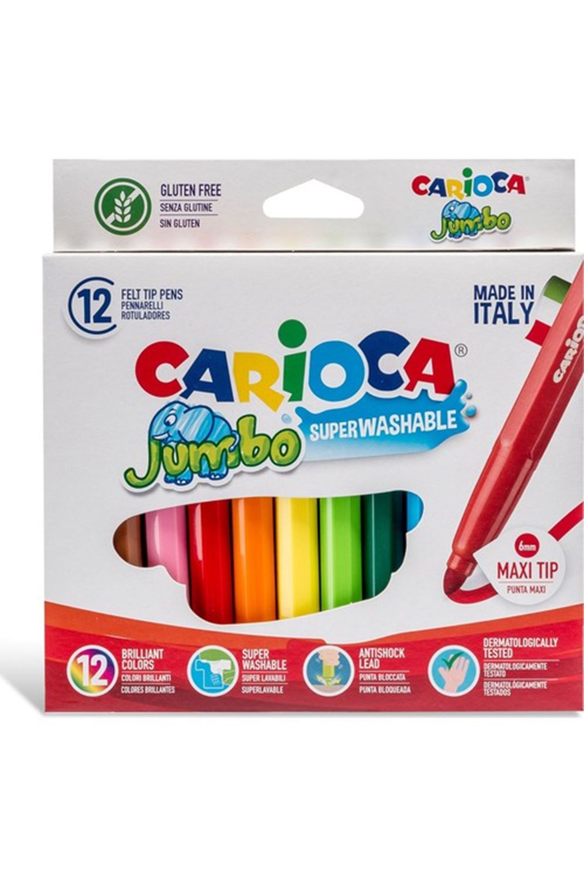 Carioca Jumbo Süper Yıkanabilir Keçeli Boya Kalemi 12li