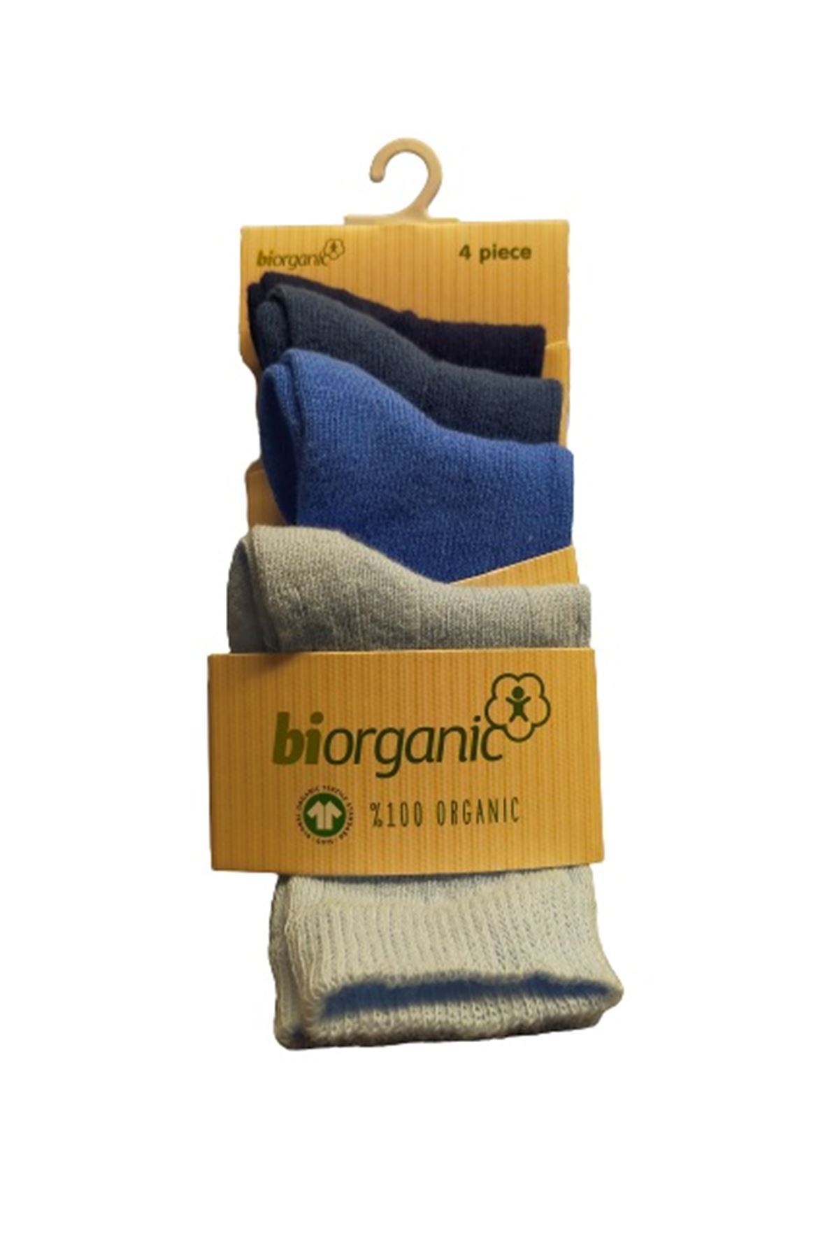 Bibaby Biorganic 4Lü New Basıc Çocuk Çorap 68387 Mavi
