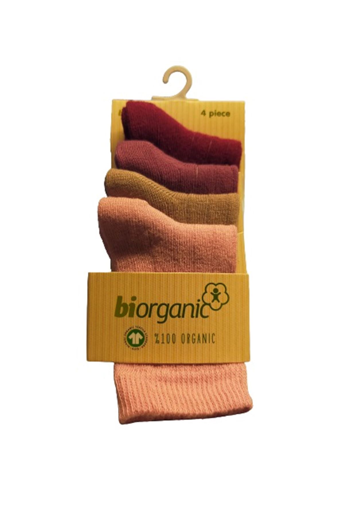 Bibaby Biorganic 4Lü New Basıc Çocuk Çorap 68387 Pembe