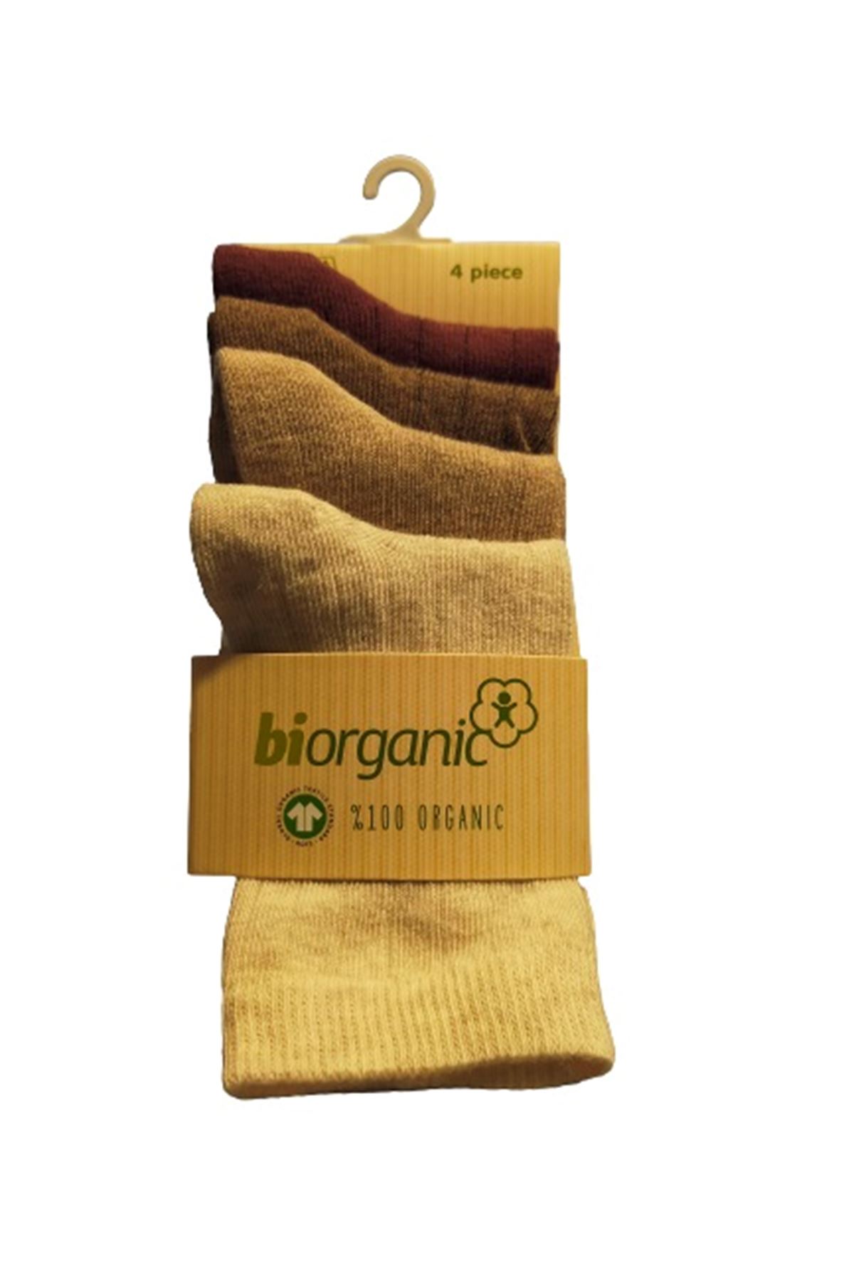 Bibaby Biorganic 4Lü New Basıc Çocuk Çorap 68387 Bej