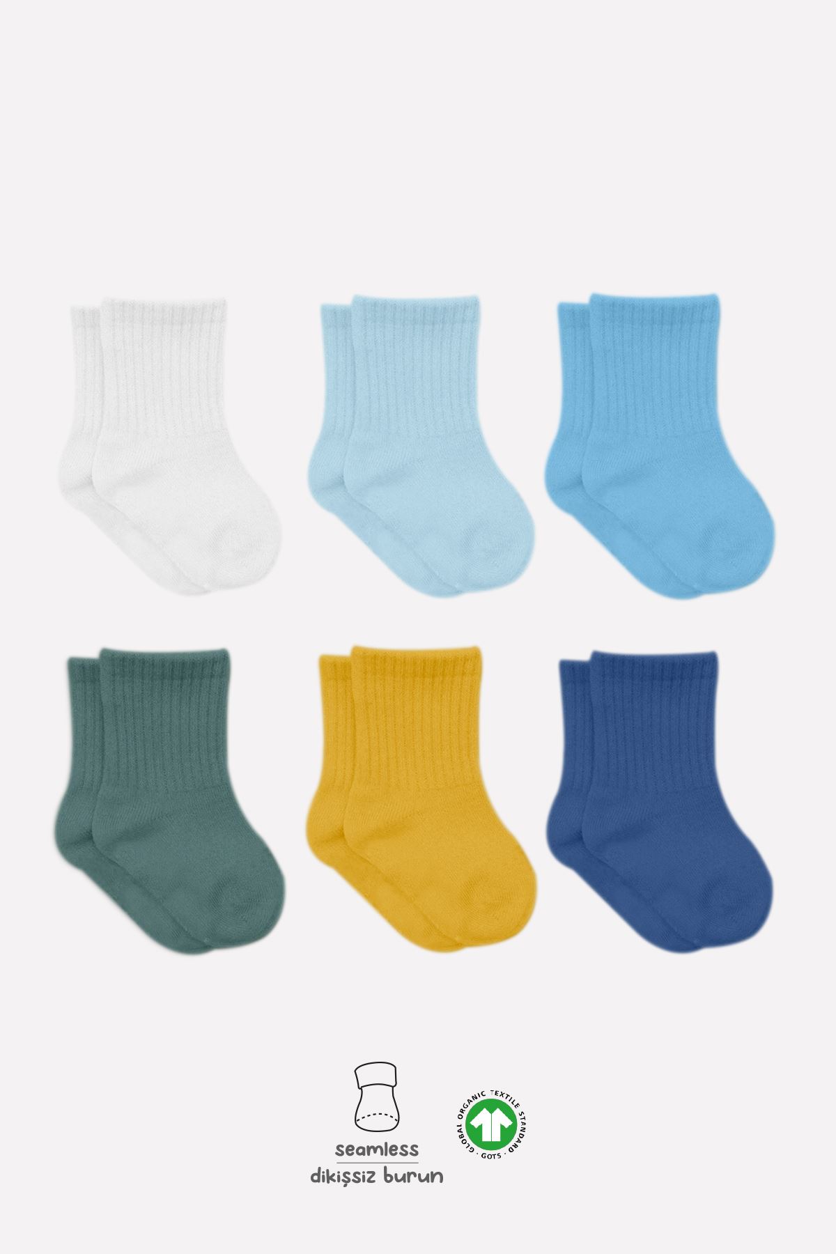 Bistyle Colors 6lı Penye Düz Soket Çorap BS6000 Saks