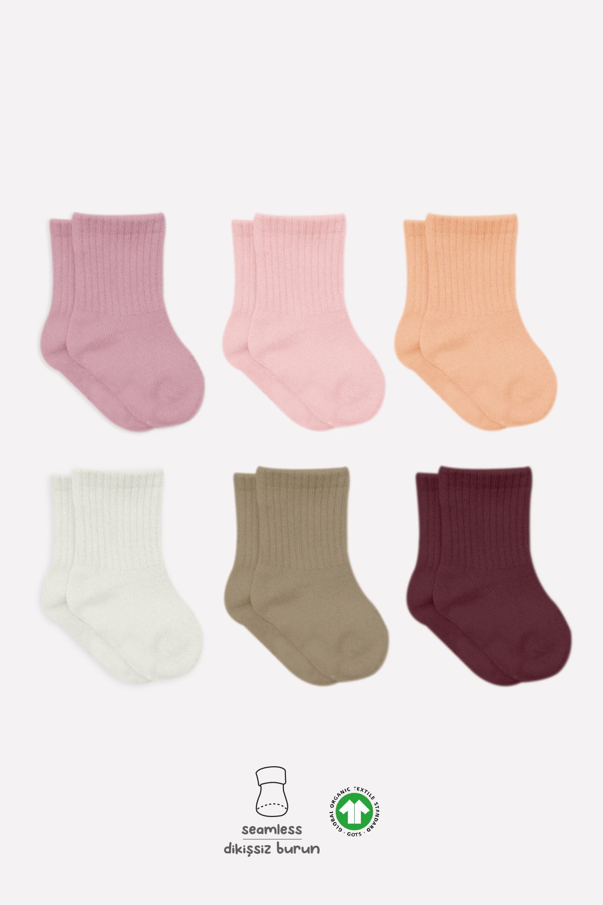 Bistyle Colors 6lı Penye Düz Soket Çorap BS6000 Gül Kurusu