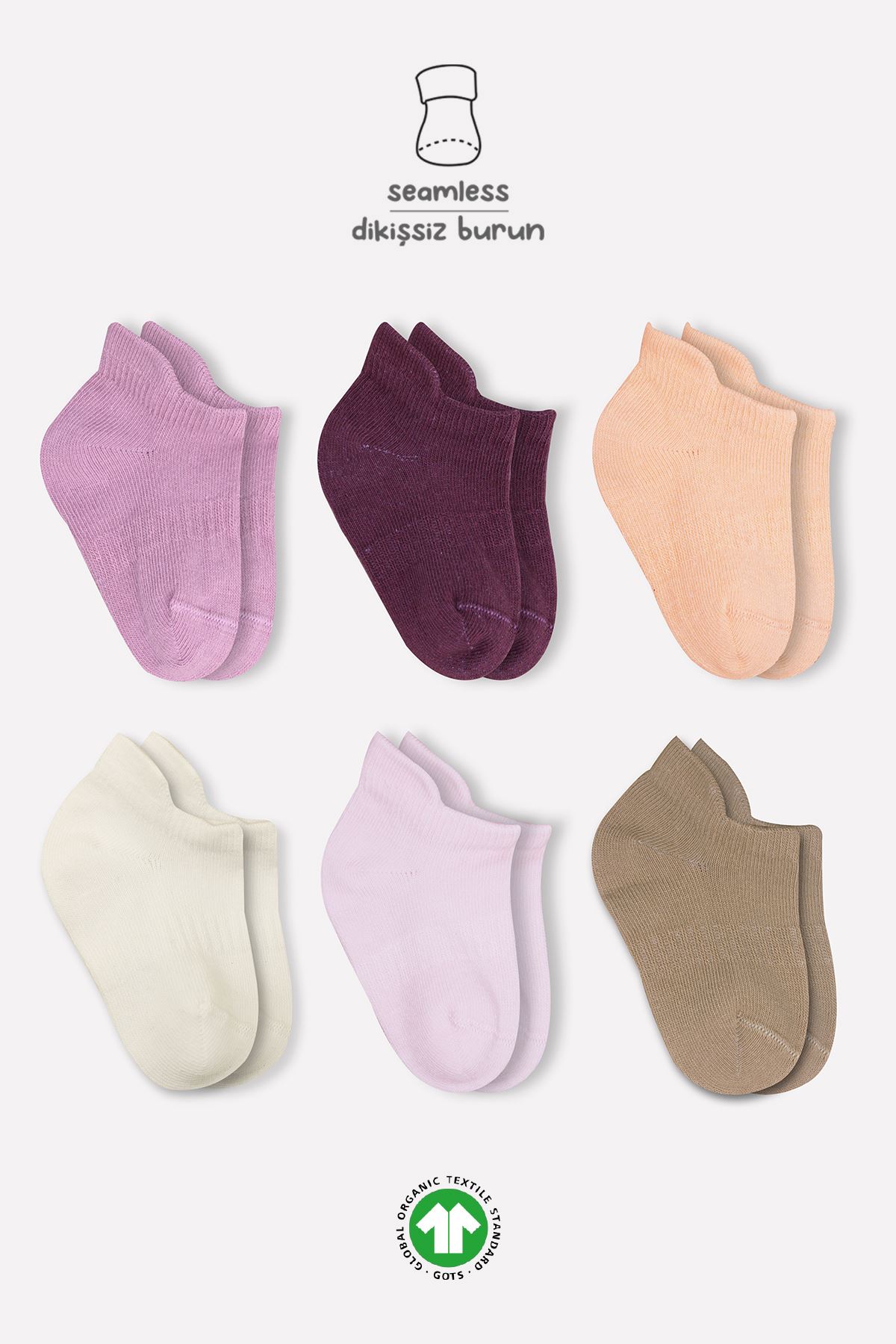Bistyle Colors 6lı Penye Sneakers Soket Çorap BS6101 Gül Kurusu