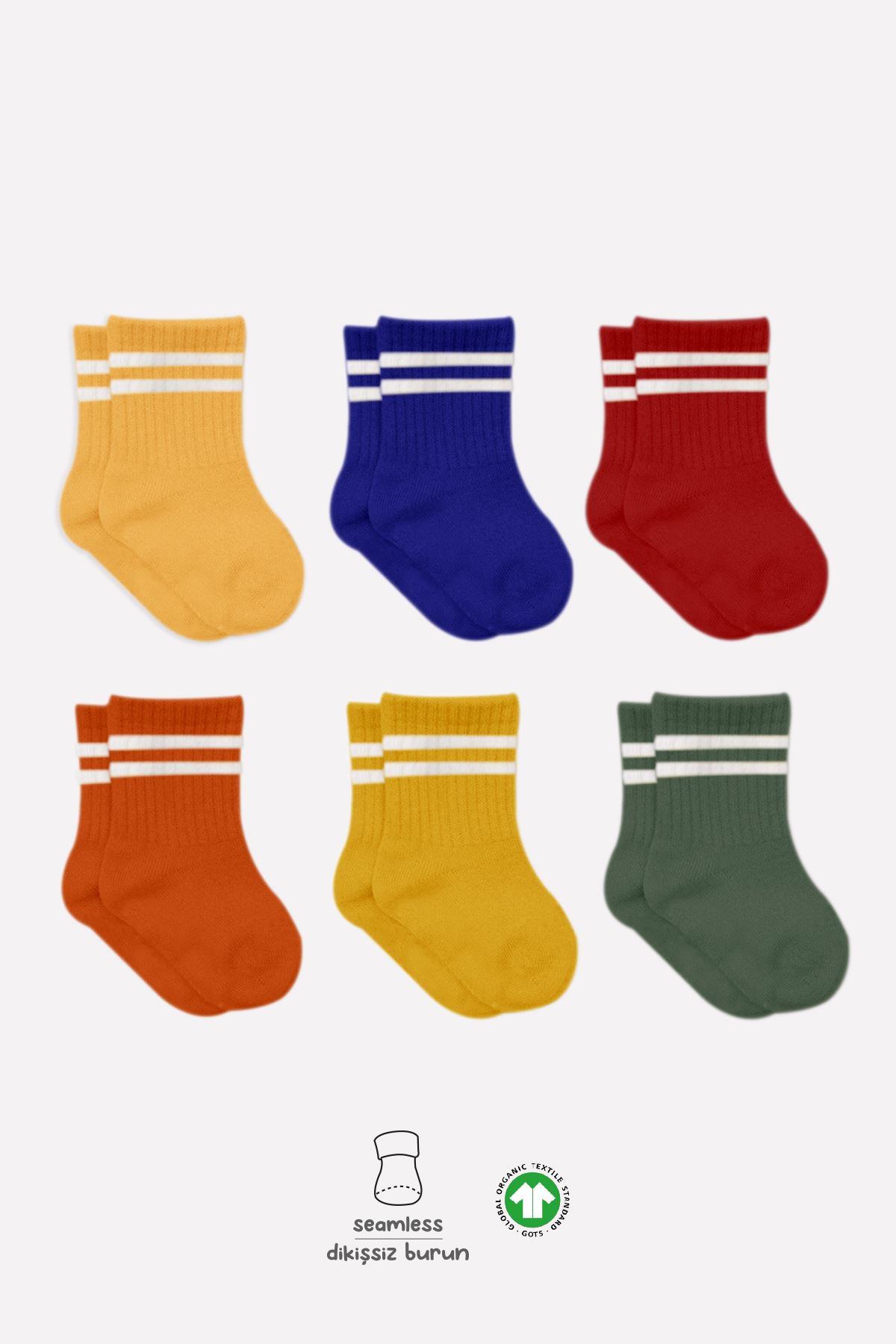 Bistyle 6lı Penye Çemberli Soket Çorap BS6003 Sarı