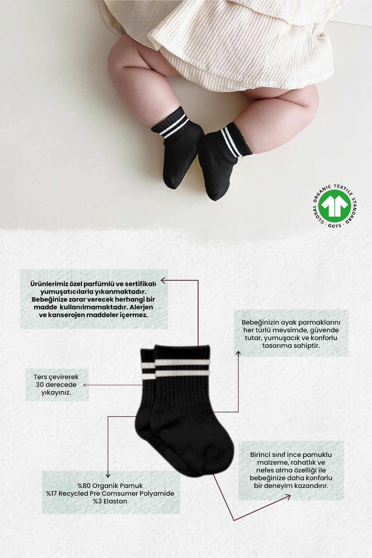 Bistyle 6lı Penye Çemberli Soket Çorap BS6003 Siyah Beyaz