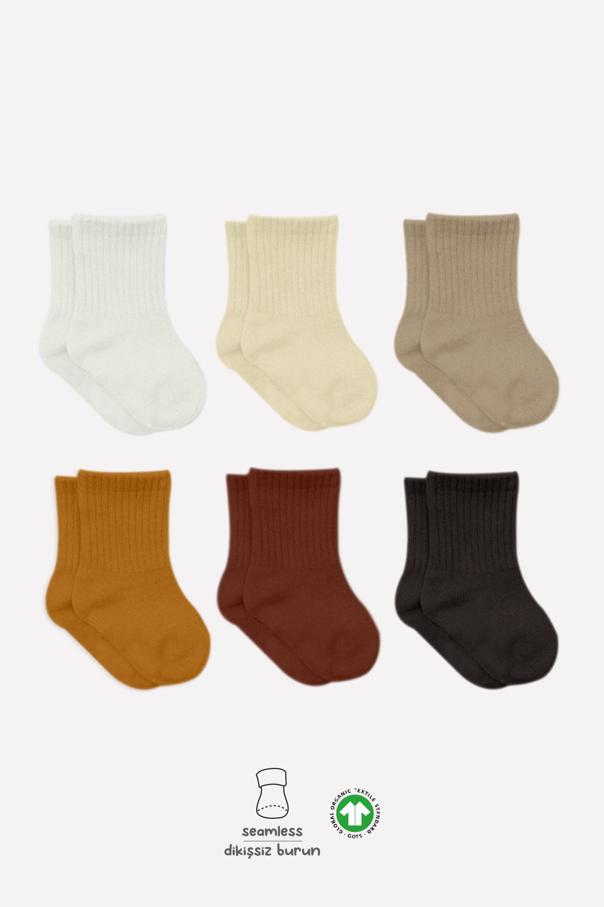 Bistyle Colors 6lı Penye Düz Soket Çorap BS6000 Toprak