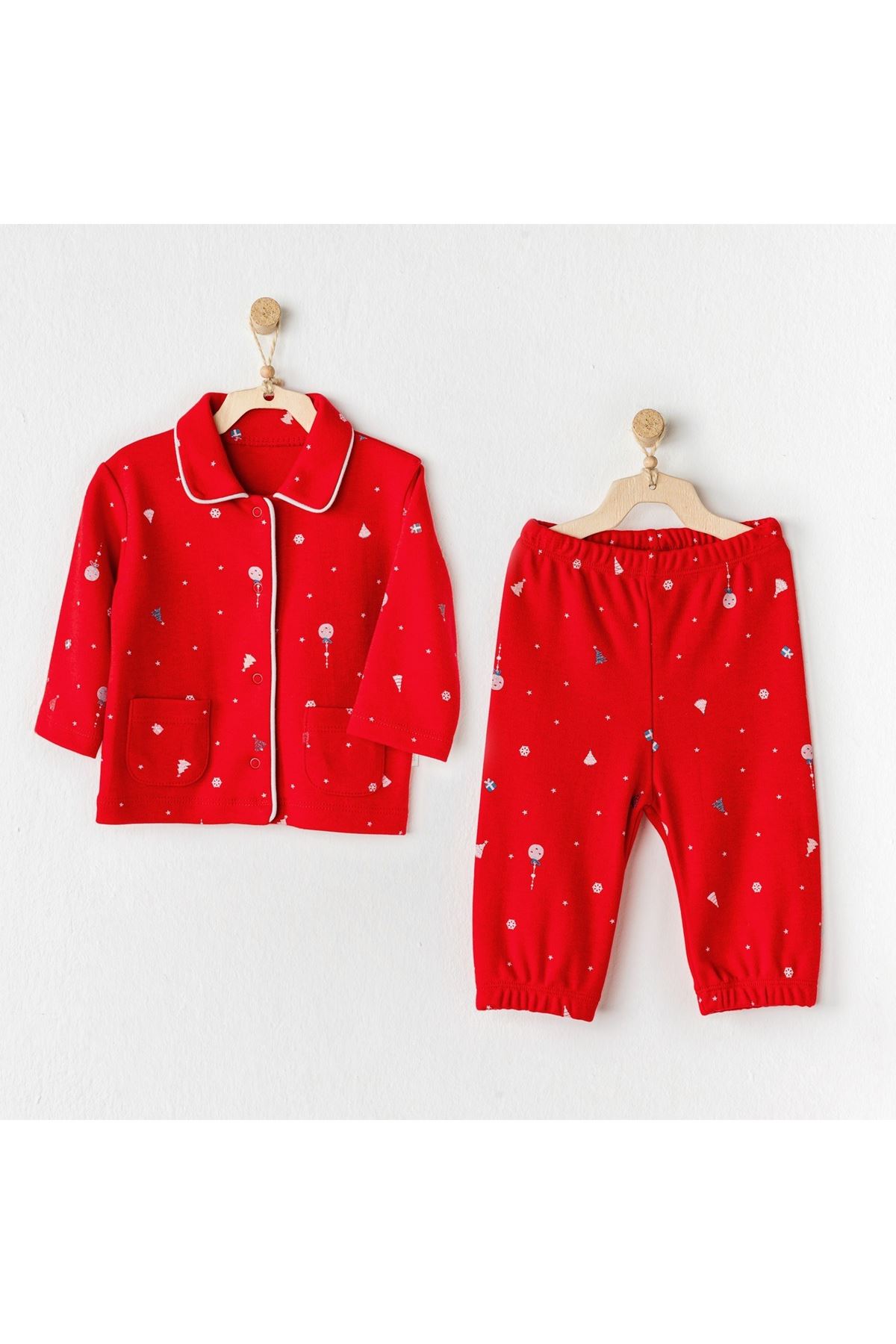 Andywawa AC24432 New Year Bebek Pijama Takımı Red