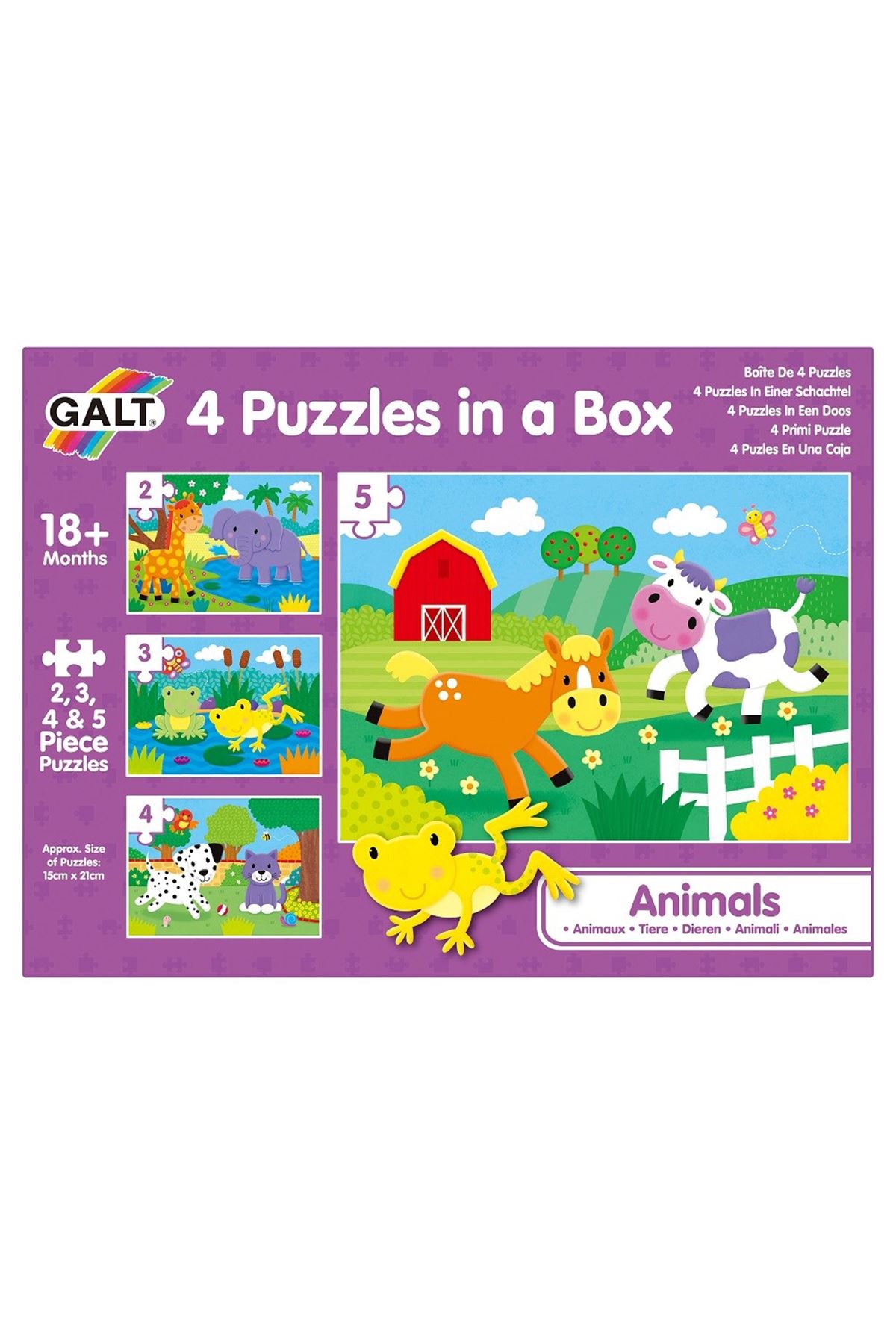 Galt Toys 4 Puzzles in a Box Animals 18 Ay+