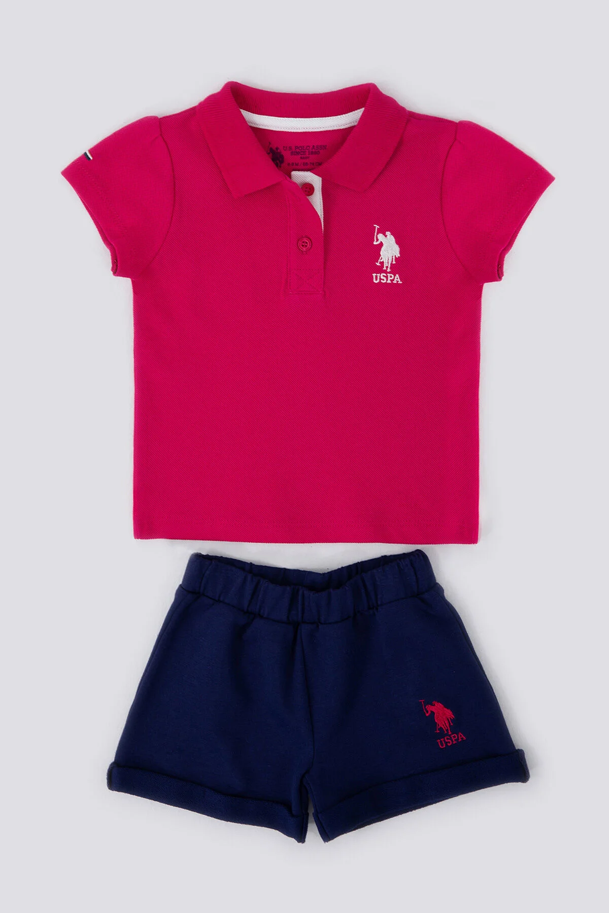U.S. Polo Kız Bebek Kısa Kol T-Shirt 2'Li Takım 1247 Vişne