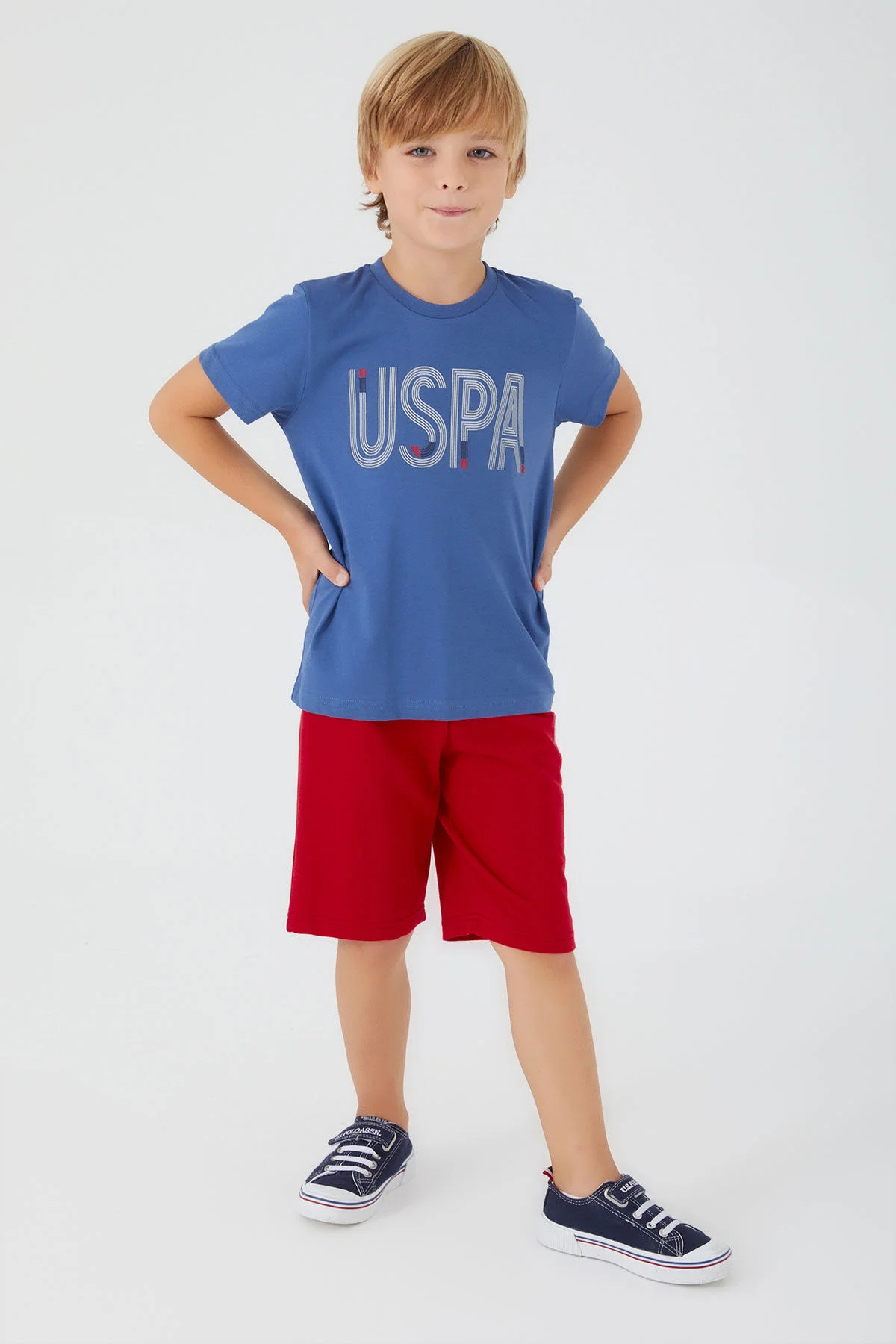 U.S. Polo Erkek Çocuk Bermuda Takım 1334-4 Mavi