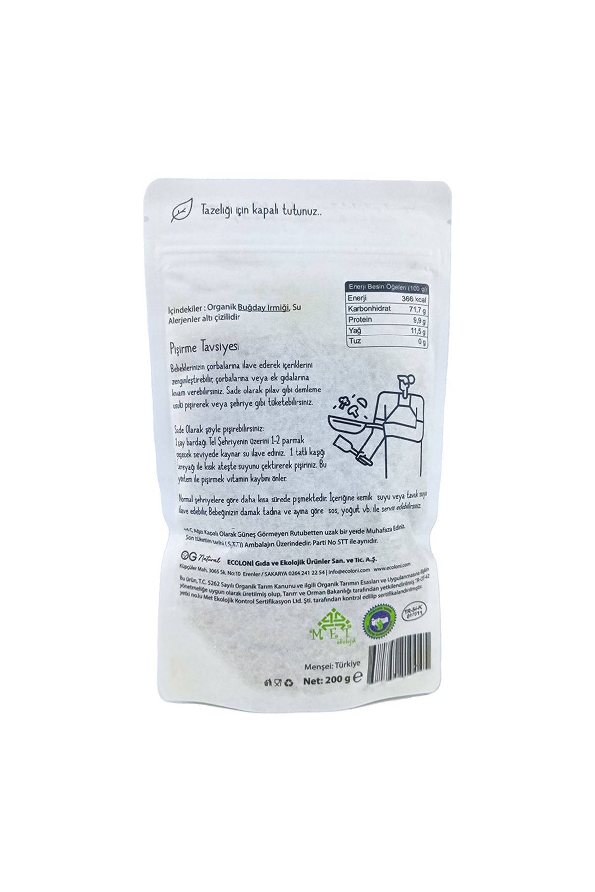 OG Natural Organik Sade Tel Şehriye 180 Gr