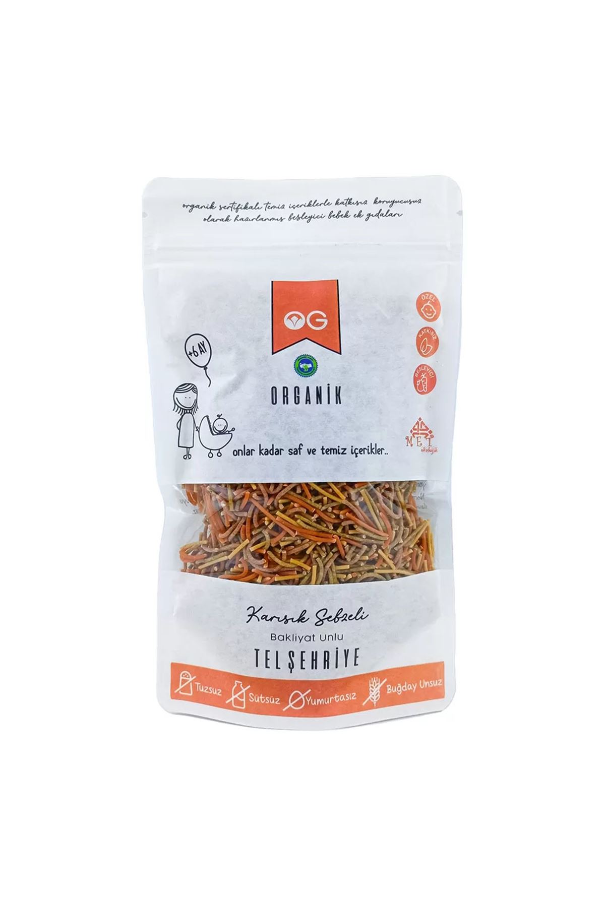 OG Natural Organik Karışık Sebzeli Bakliyat Unlu Tel Şehriye 180 Gr