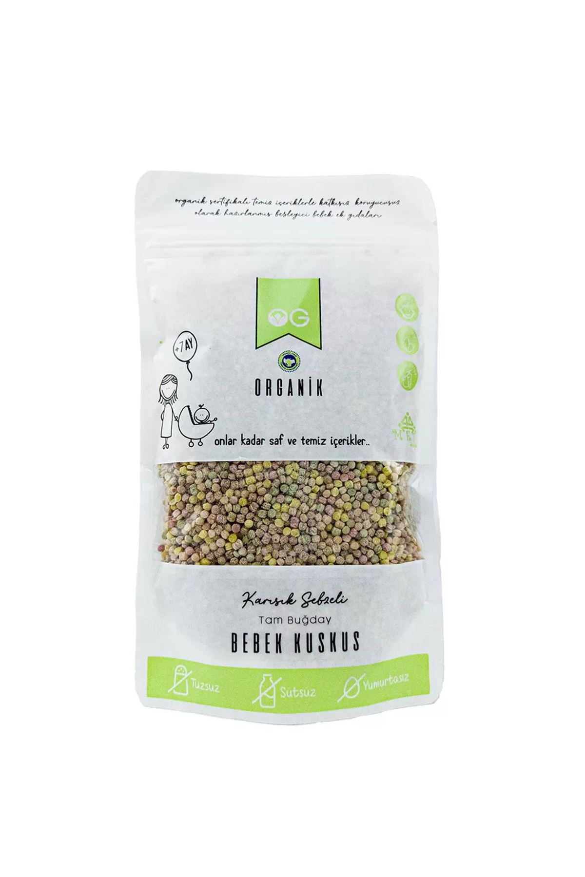 OG Natural Organik Karışık Sebzeli Tam Buğday Bebek Kuskus 250 Gr
