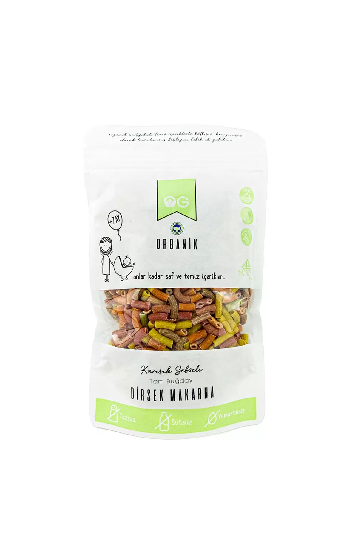 OG Natural Organik Karışık Sebzeli Tam Buğday Dirsek Makarna 200 Gr