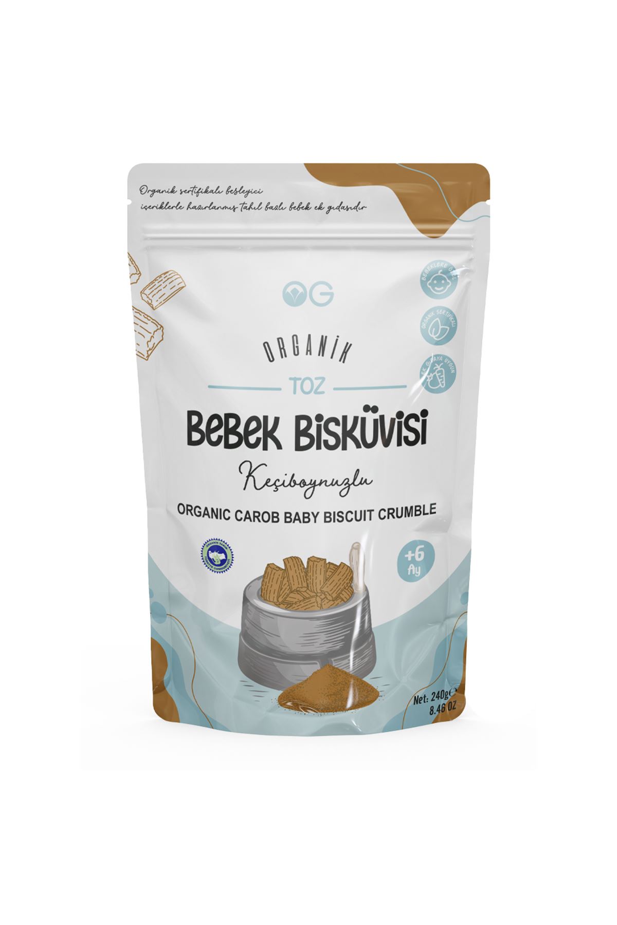 OG Natural Organik Keçiboynuzlu Toz Bebek Bisküvisi 240 Gr 6+ Ay