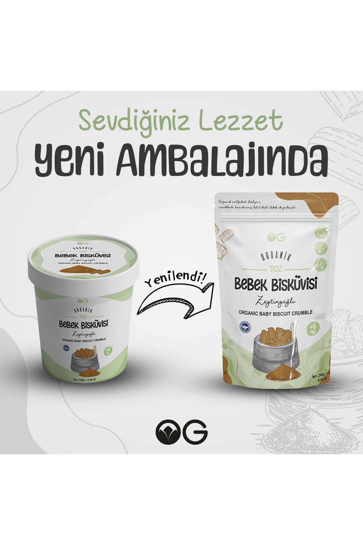 OG Natural Organik Toz Zeytinyağlı Bebek Bisküvisi 240 Gr 6+ Ay