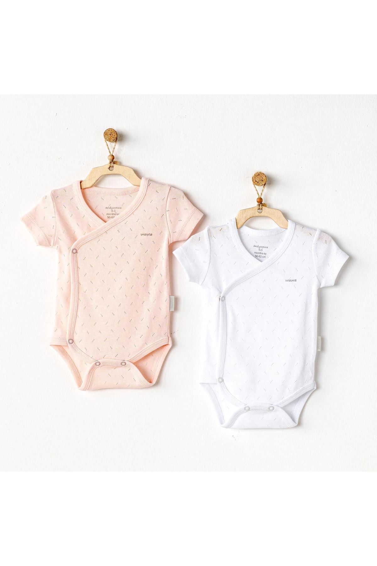 Andywawa AC25555 Jacquard Basic 2'Li Zıbın Body Pink White