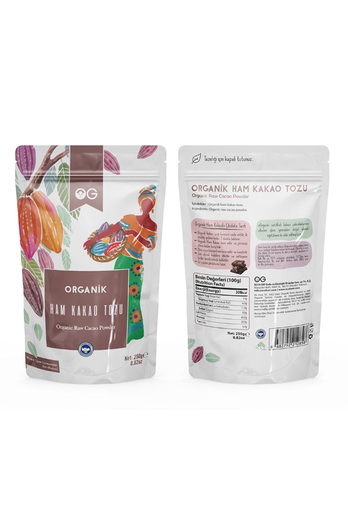 OG Natural Organik Ham Kakao Tozu 250 Gr