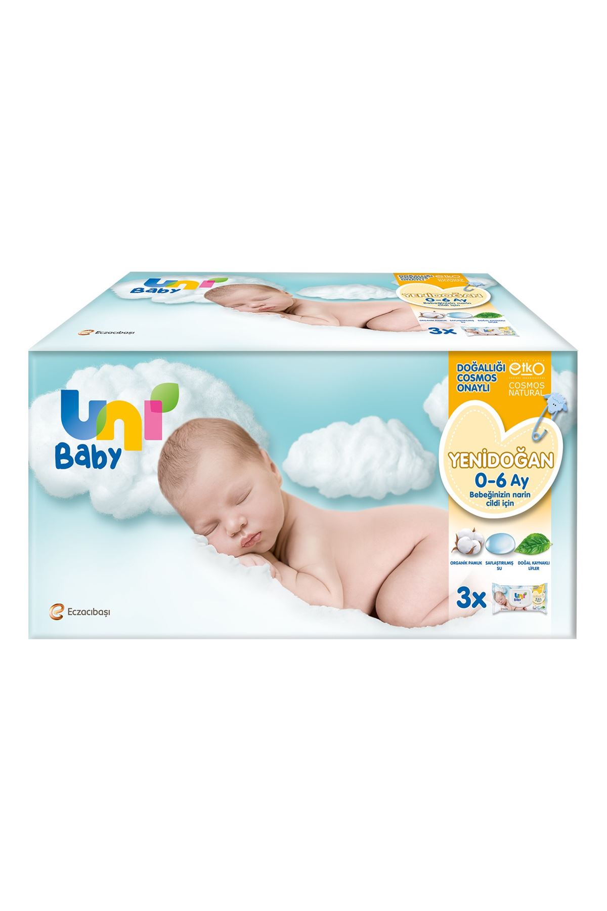 Uni Baby Yenidoğan Islak Havlu Mendil 3'lü 120 Yaprak