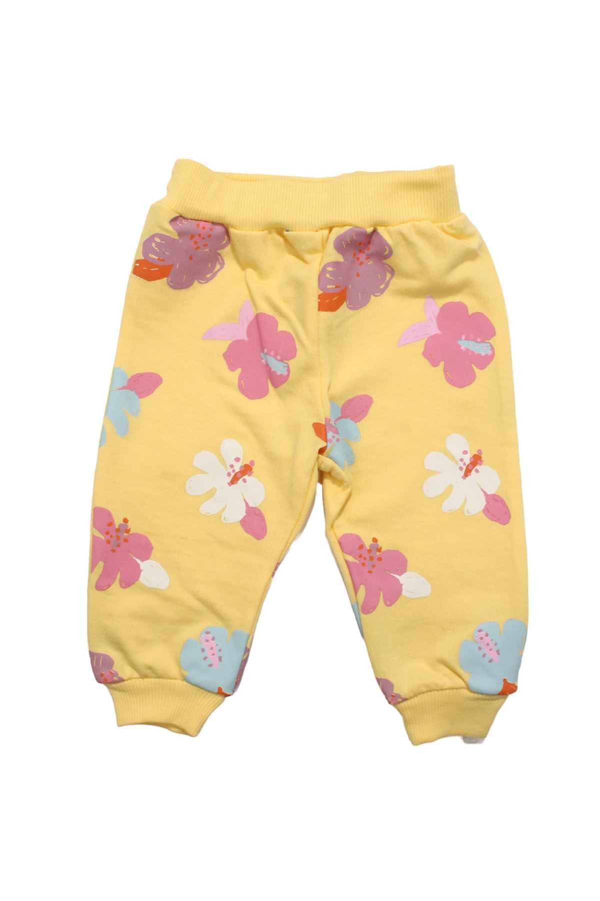 Kız Bebek Sarı Çiçek Nakışlı 2'li Takım