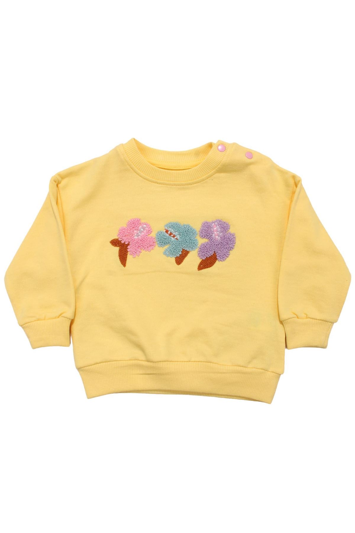 Kız Bebek Sarı Çiçek Nakışlı 2'li Takım