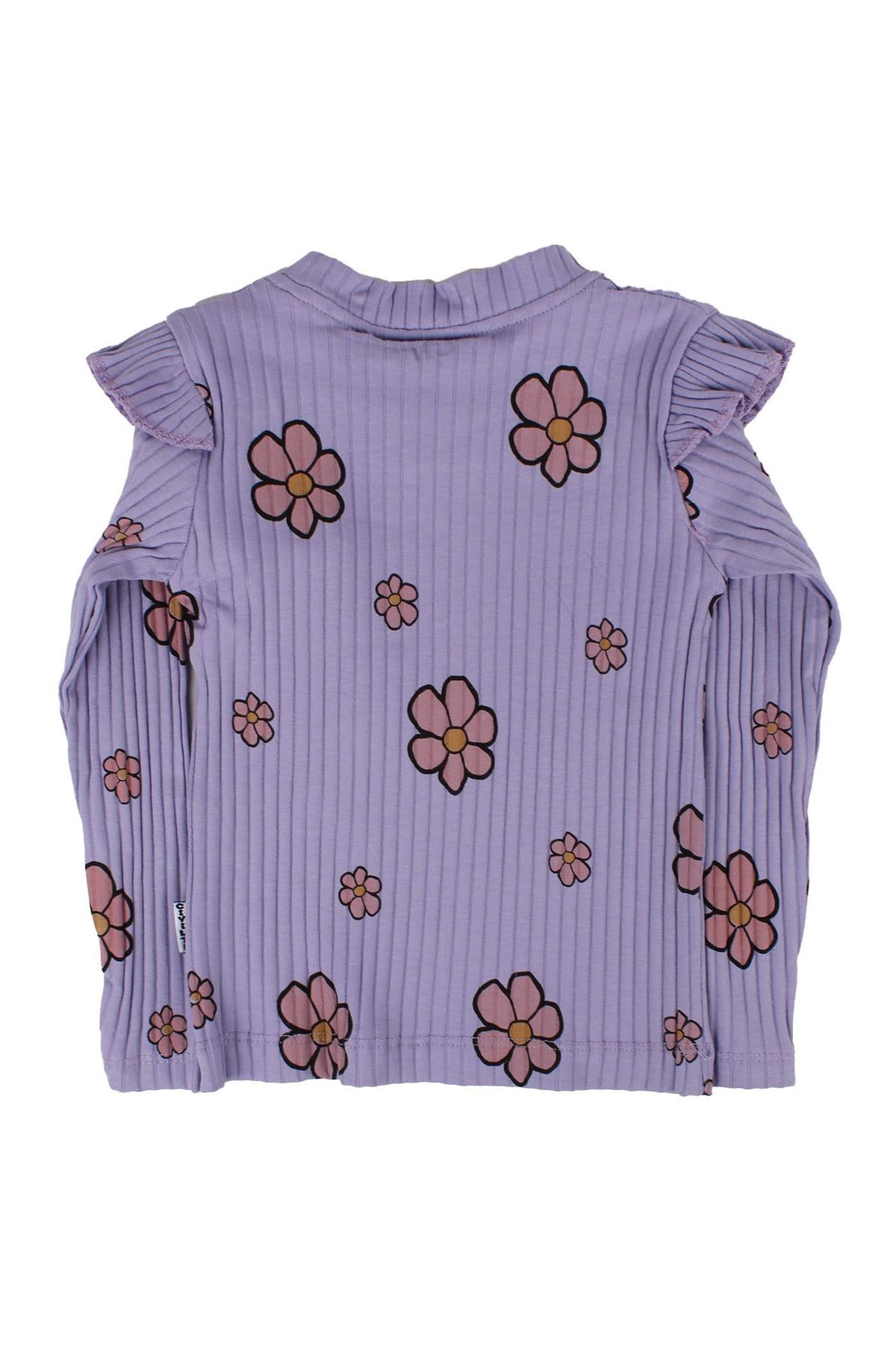 Kız Çocuk Mor Fırfırlı Fitilli Papatya Desenli 2'li Takım