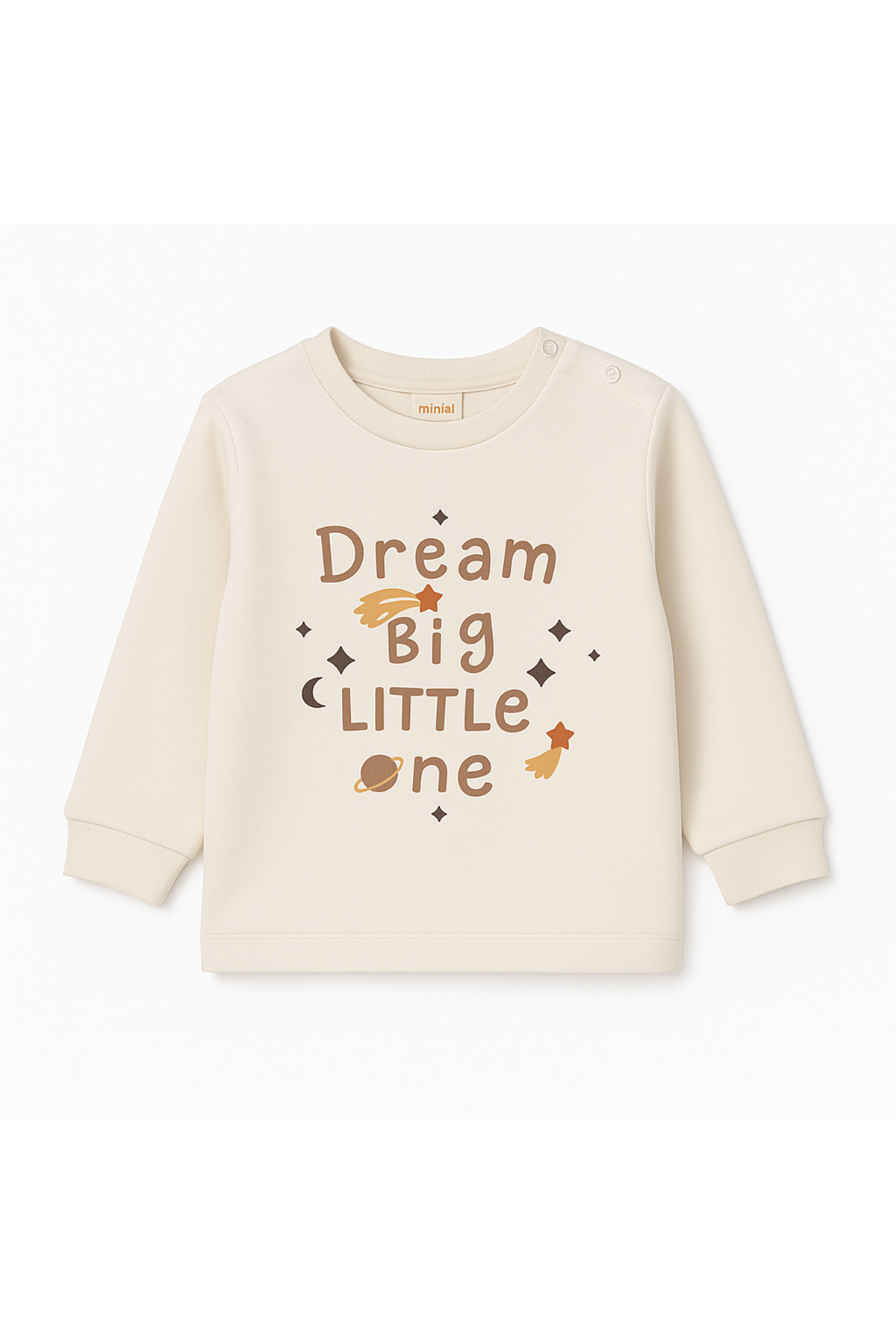 Erkek Çocuk Ekru Dream Yıldızlı Baskılı Pijama Takımı