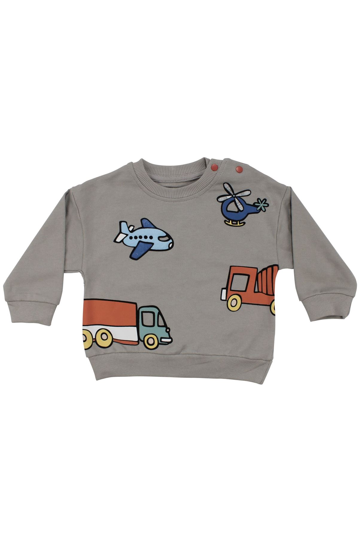 Erkek Bebek Uçak Kamyon Baskılı 2'li Takım
