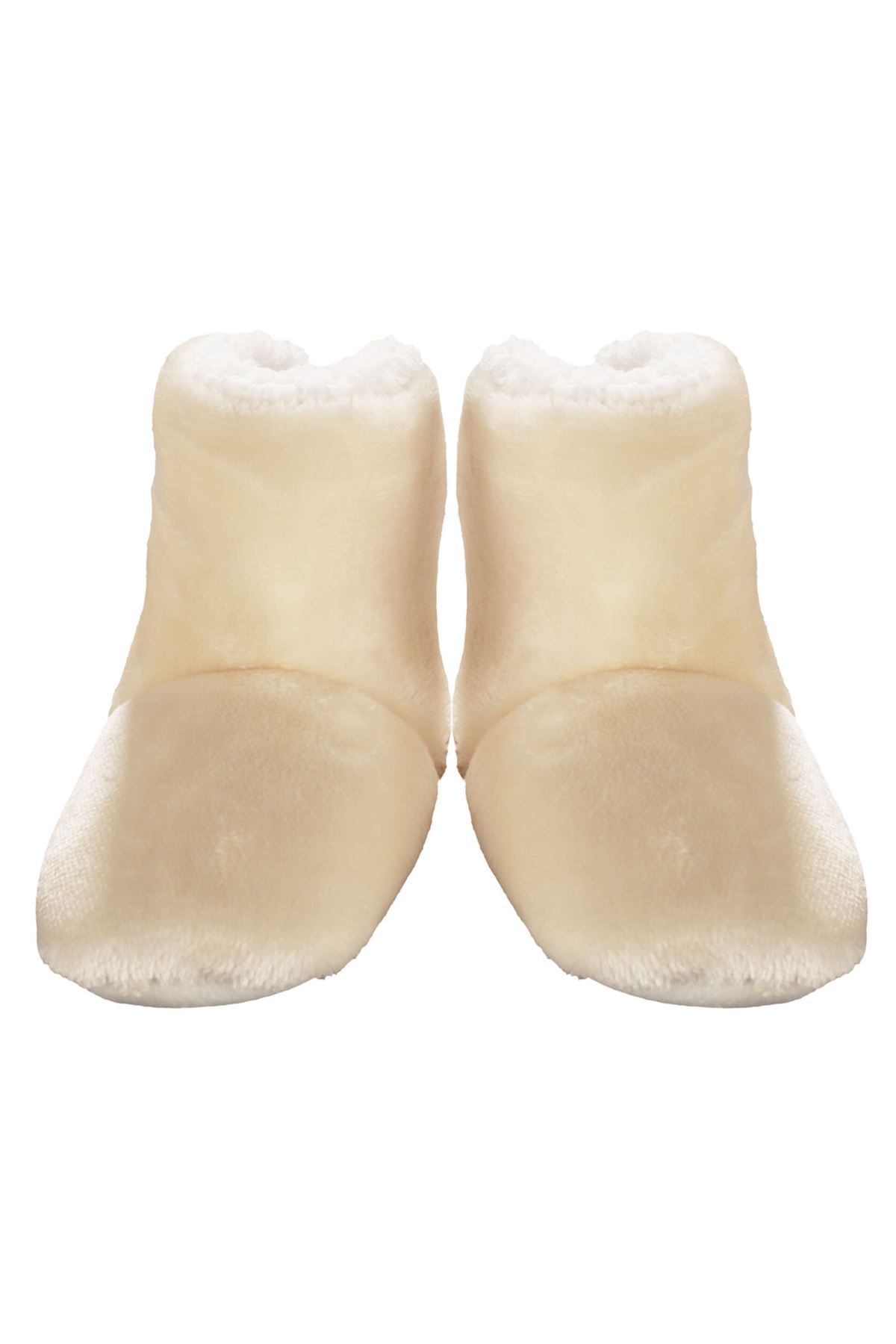 Tüylü Bej Kaymaz Taban Bebek Panduf 0-12 Ay