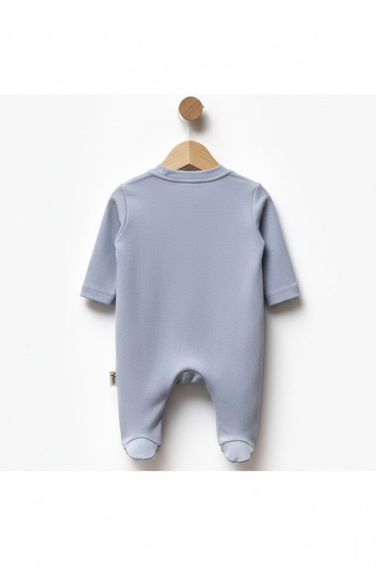 Erkek Bebek Mavi Gitarlı Ayıcık Desenli Çıtçıtlı Patikli Tulum