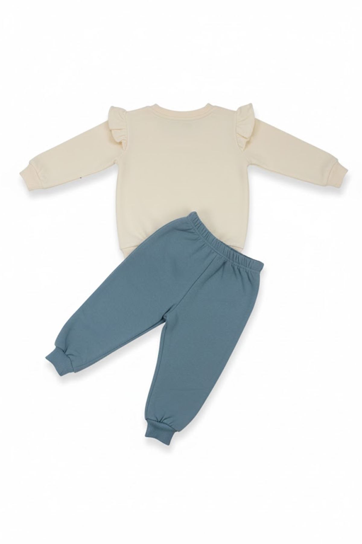 Erkek Çocuk Ekru Mavi Renkli Scooter Baskılı Üç İp 2'li Takım