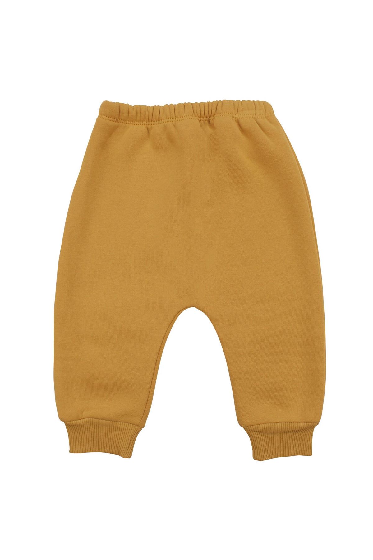 Erkek Bebek Sarı Bereli Hayvanlı Üç İp İkili Takım