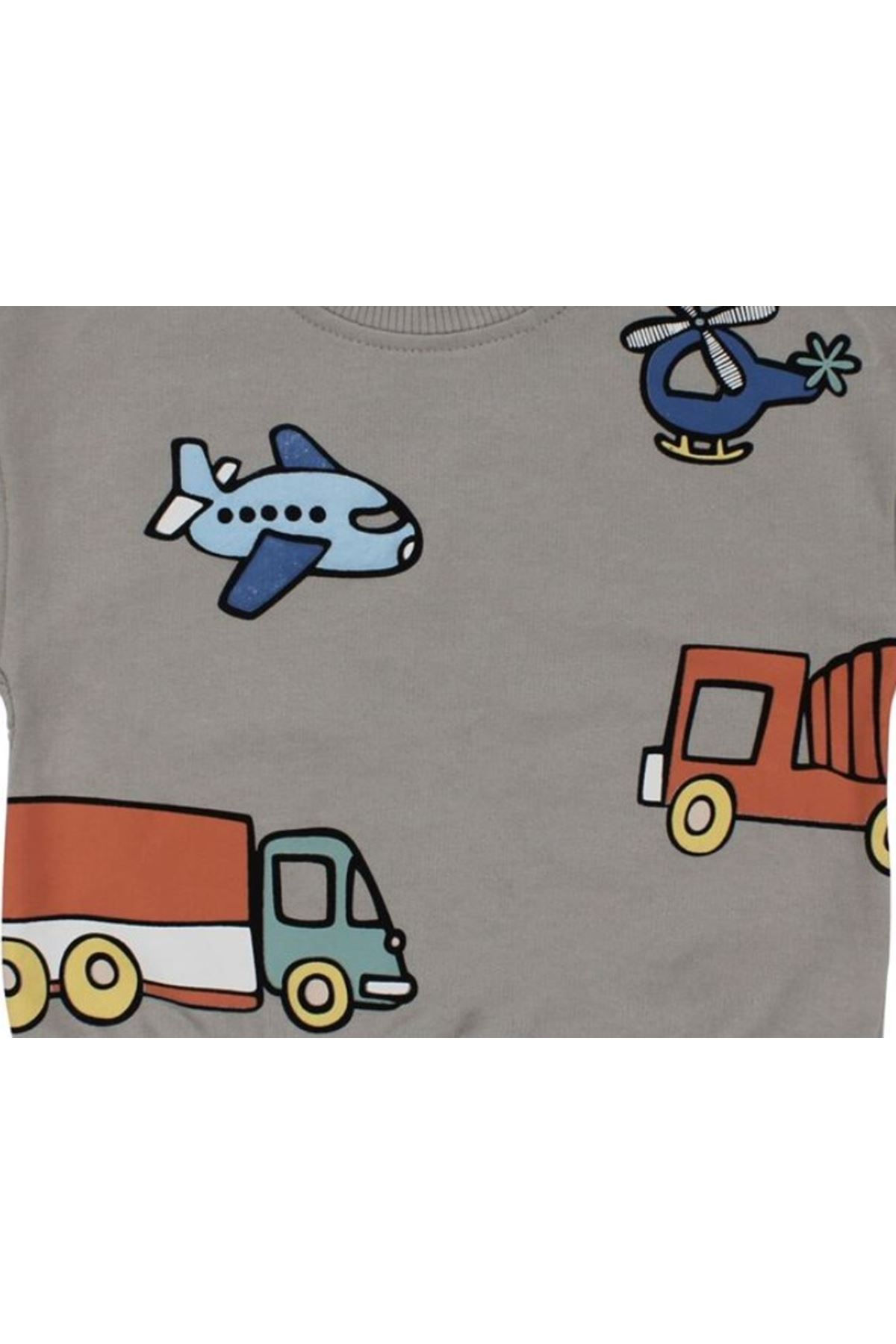 Erkek Bebek Uçak Kamyon Baskılı 2'li Takım