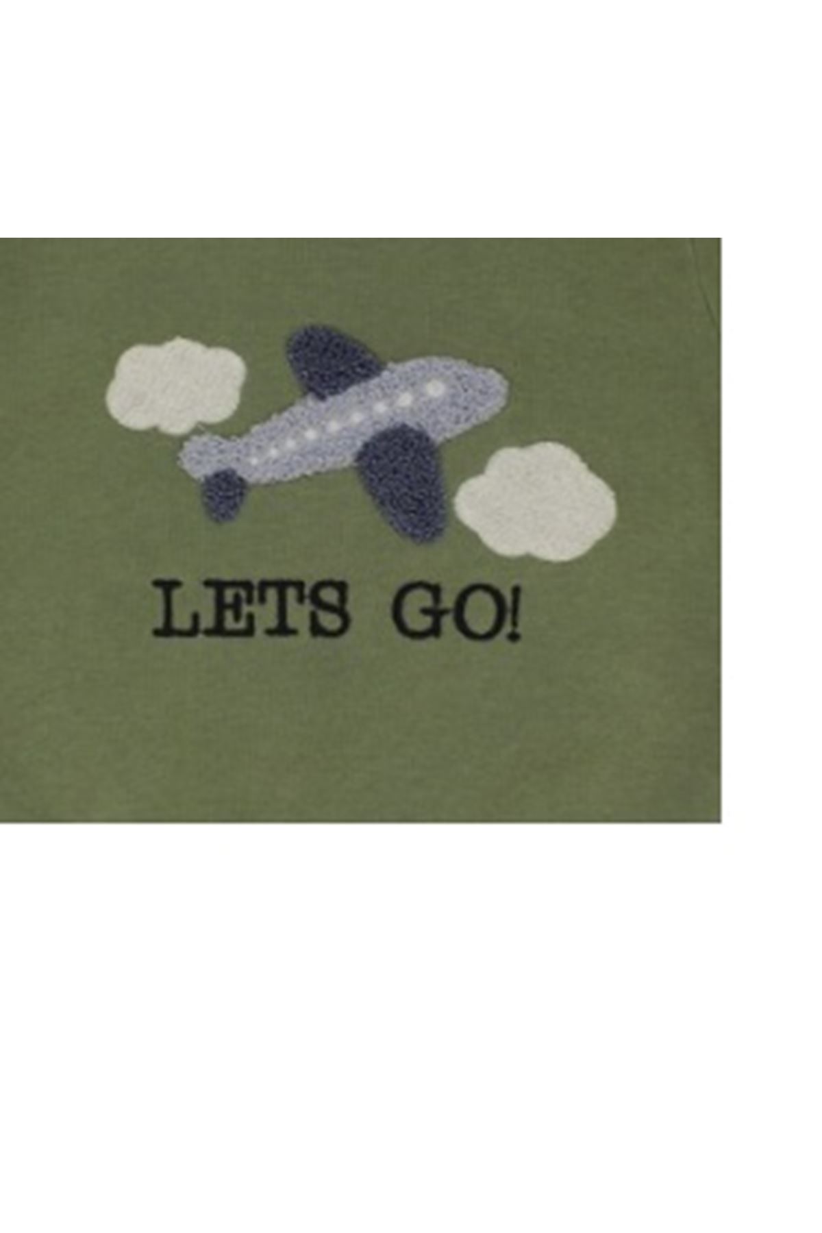 Erkek Bebek Yeşil Uçak Nakışlı Üç İp İkili Takım