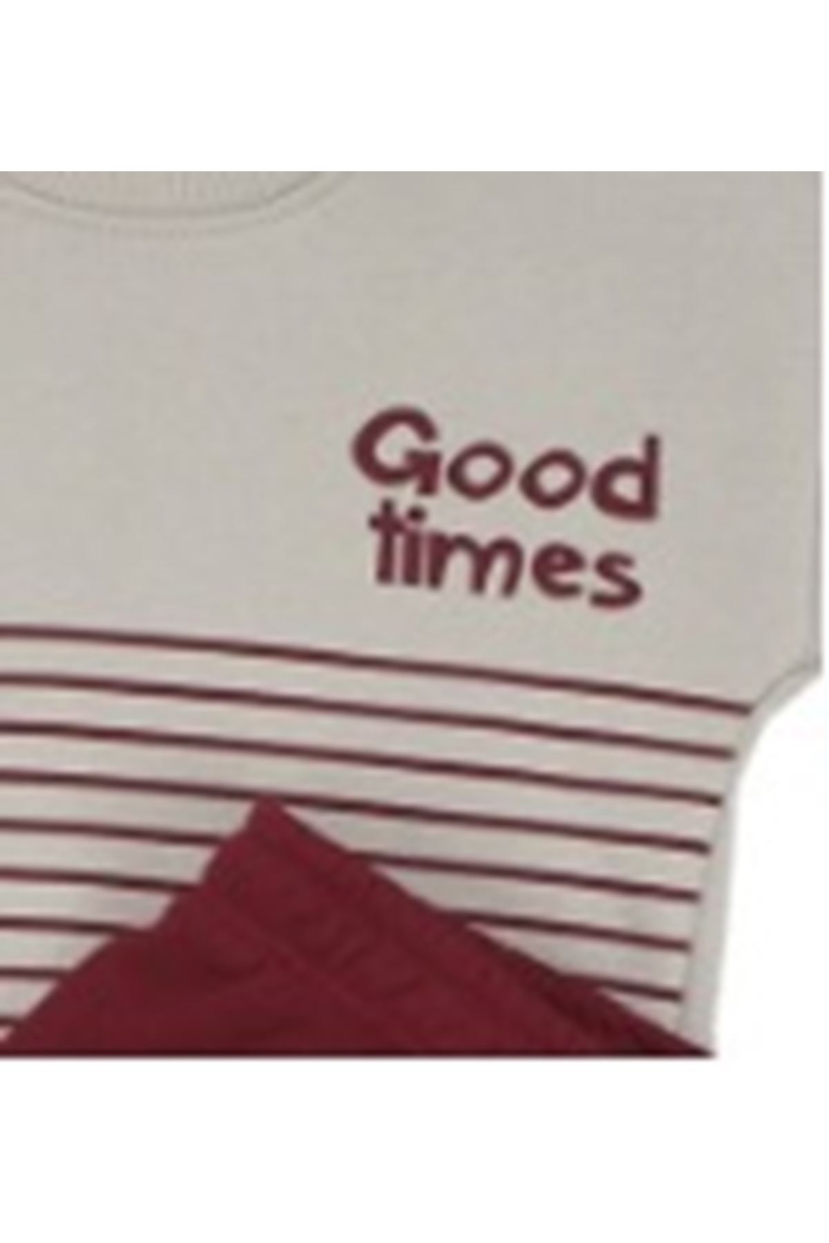 Erkek Bebek Bej Bordo Good Times Çizgili Üç İp İkili Takım