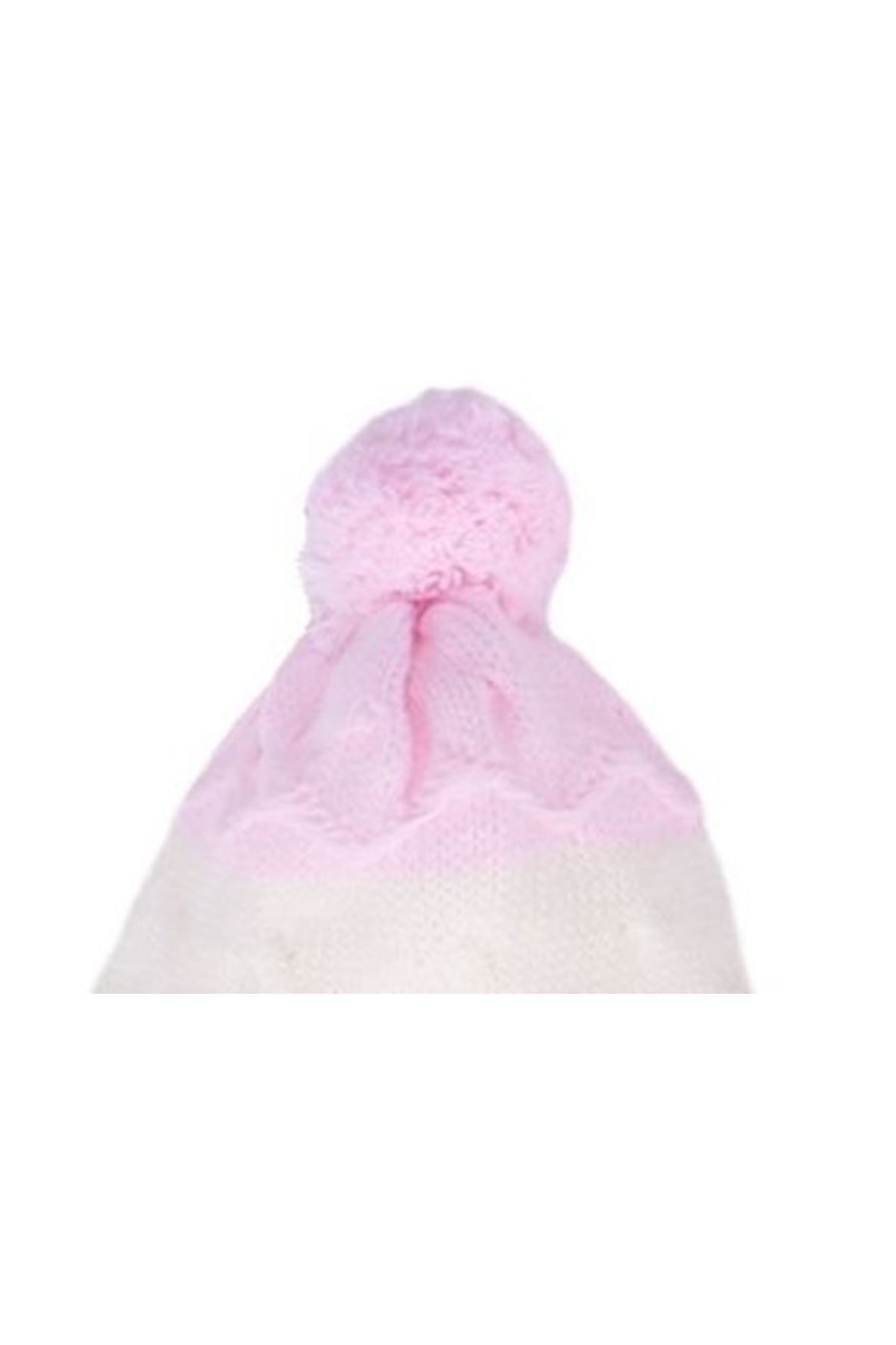 Kız Bebek Pembe Beyaz Dalga Desenli Triko Atkı Bere Set