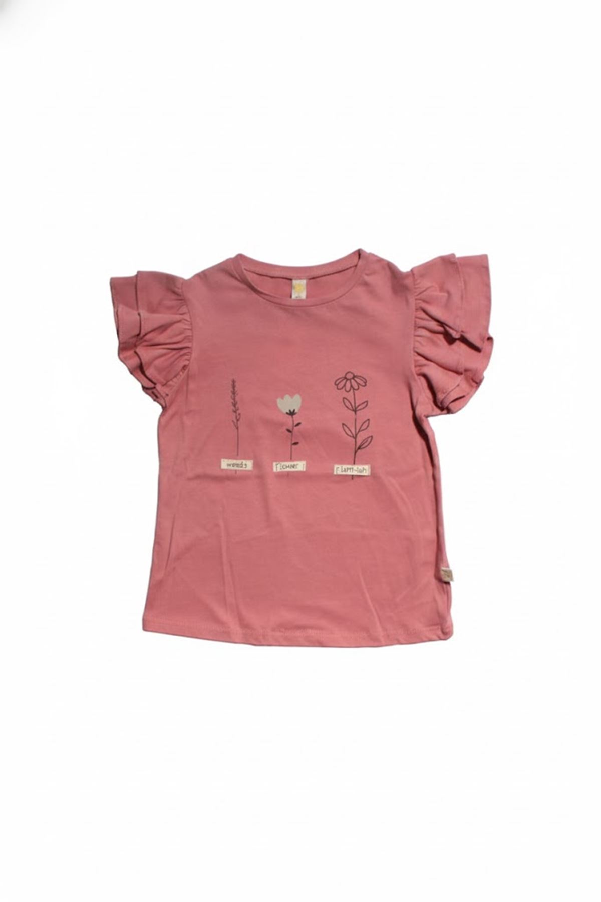 Kız Çocuk Gül Kurusu Bej Bağlamalı Pantolonlu 2 li Takım