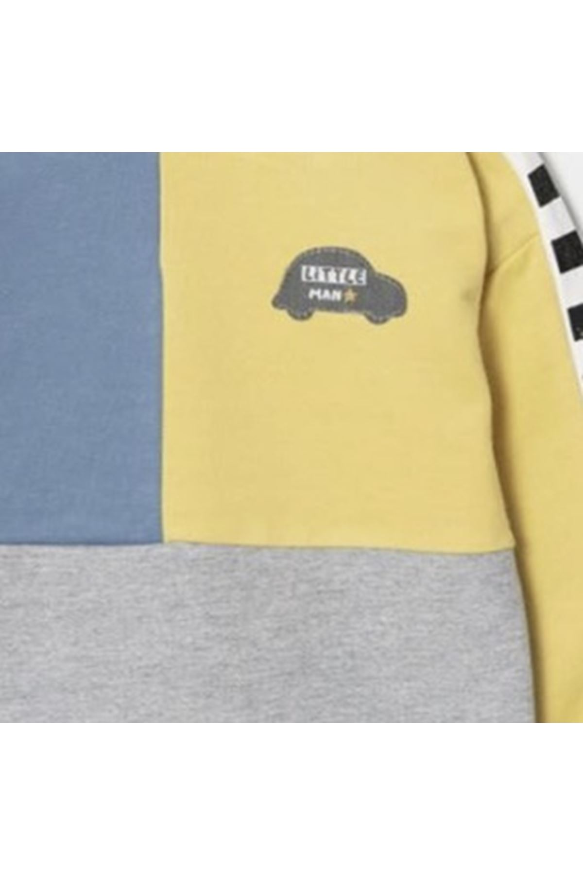 Erkek Bebek Mavi Sarı Araba Armalı 2'li Takım