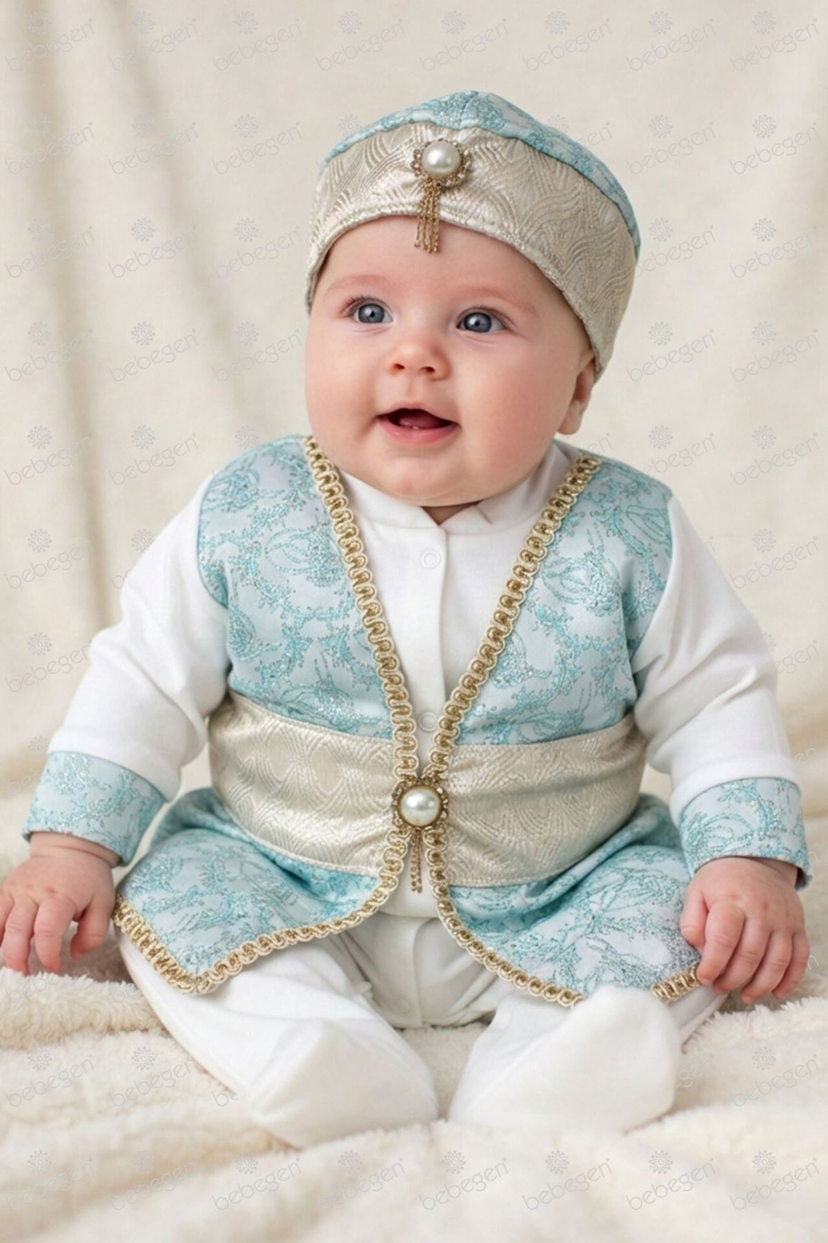 Erkek Bebek Mavi Gold Şehzade Mevlüt Tulumu