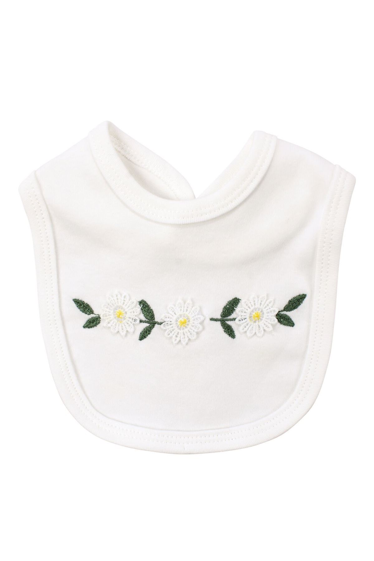 Kız Bebek Ekru Fisto Yakalı Papatya Nakışlı 5'li Hastane Çıkış Seti