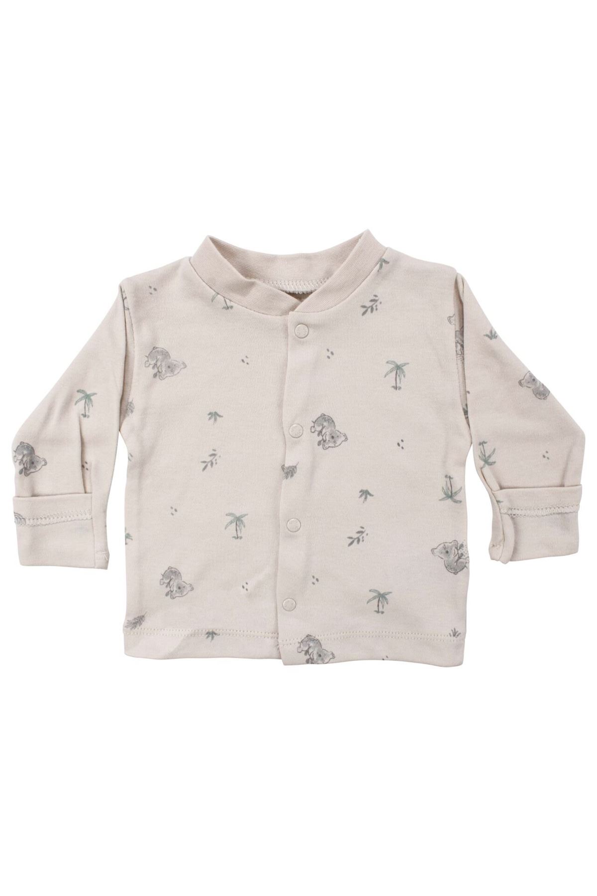 Unisex Bej Koala Desenli Organik Üçlü Pijama Takımı