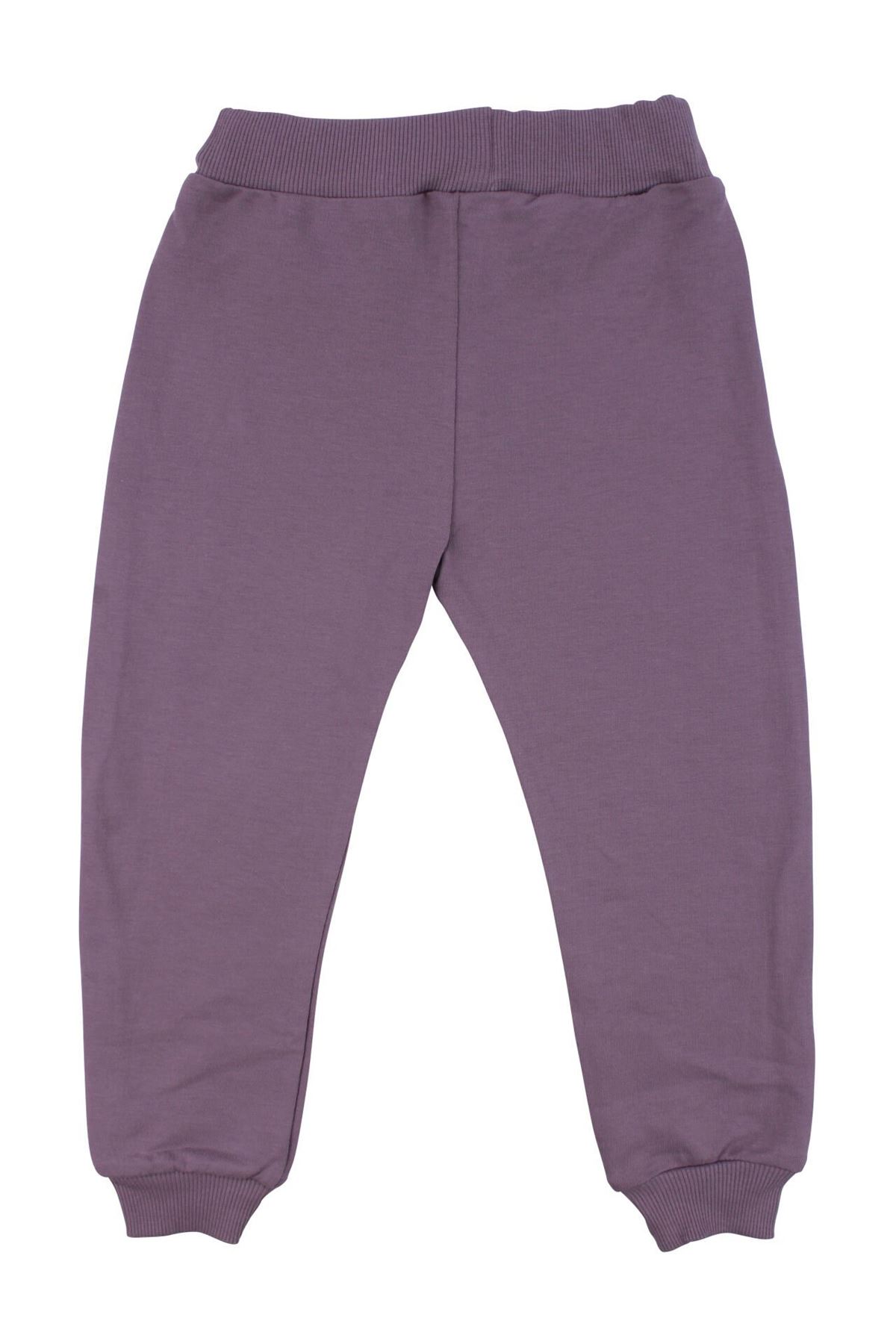 Kız Çocuk Mor Siyah Puantiyeli Kolları Fırfırlı İkili Takım